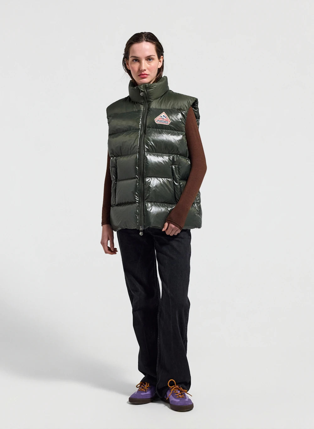 Ärmellose Unisex-Daunenweste Pyrenex John Dunkelkhaki-4