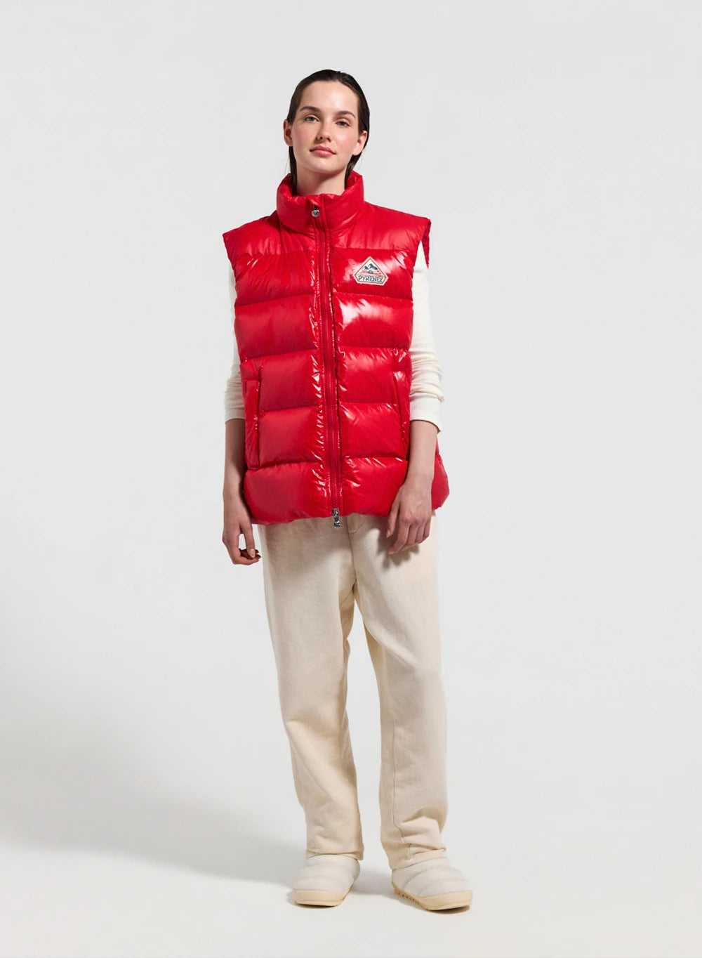 Ärmellose Damen-Daunenjacke Pyrenex John rot