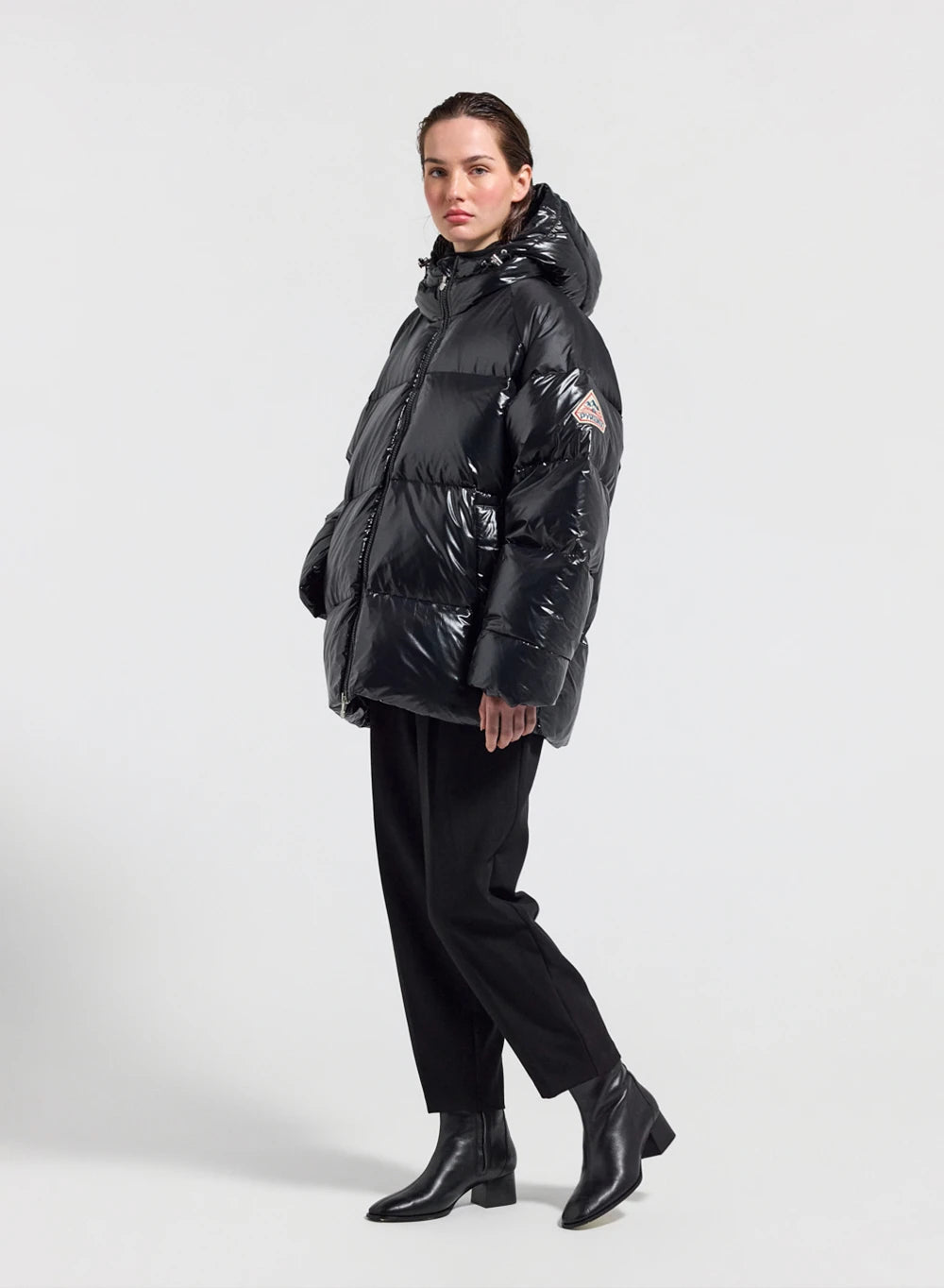 Damen-Daunenjacke mit Kapuze Pyrenex Sten schwarz