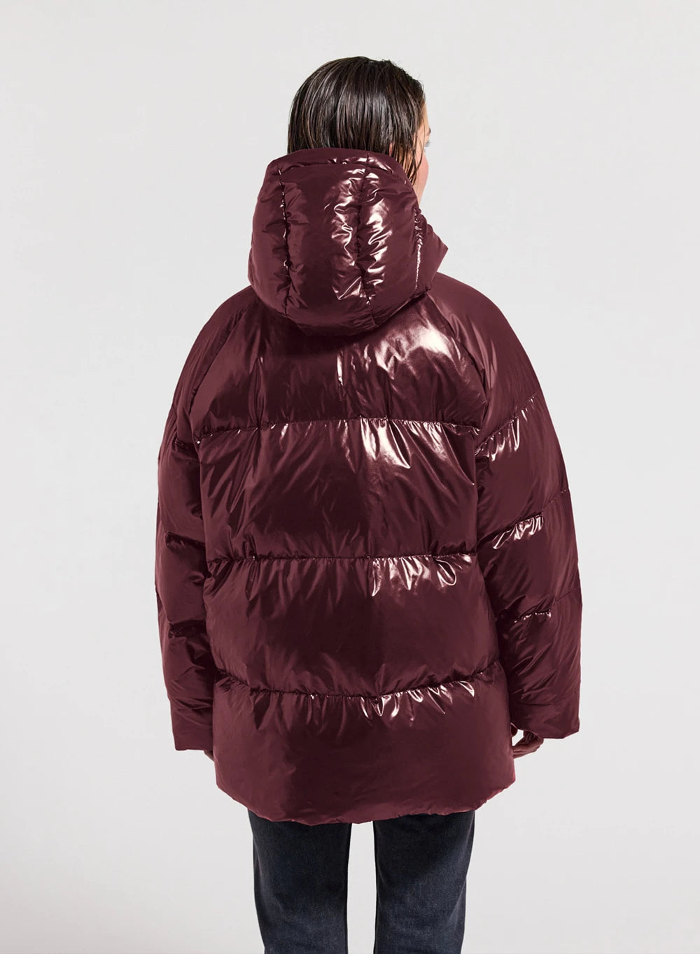 Pyrenex Sten unisex hooded down jacket, burgundy-8