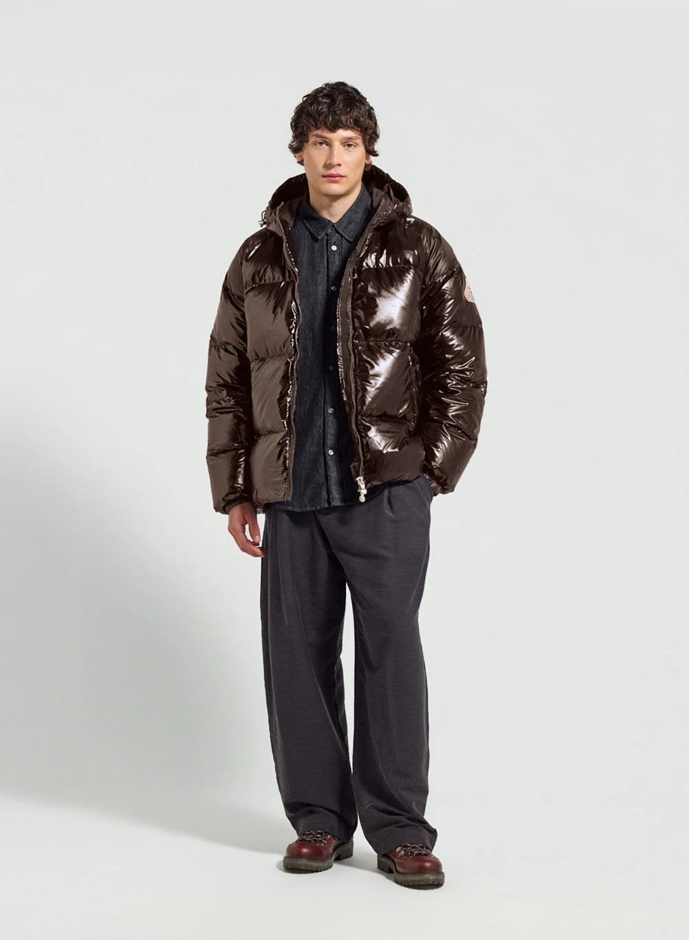 Unisex-Kapuzendaunenjacke Pyrenex Sten dunkelbraun-4