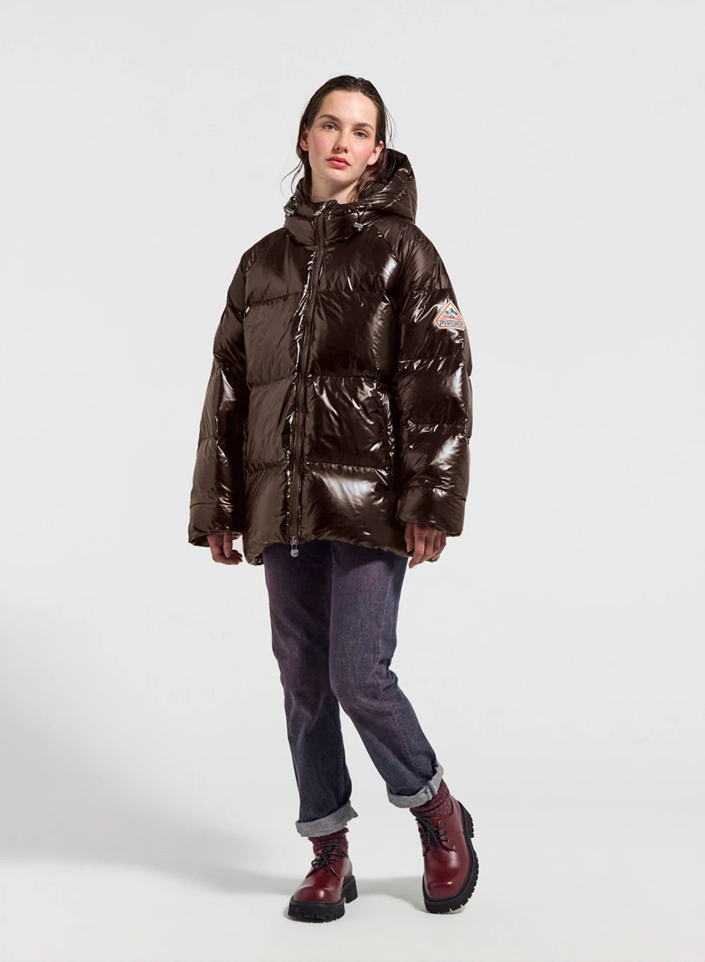 Unisex-Kapuzendaunenjacke Pyrenex Sten dunkelbraun-3