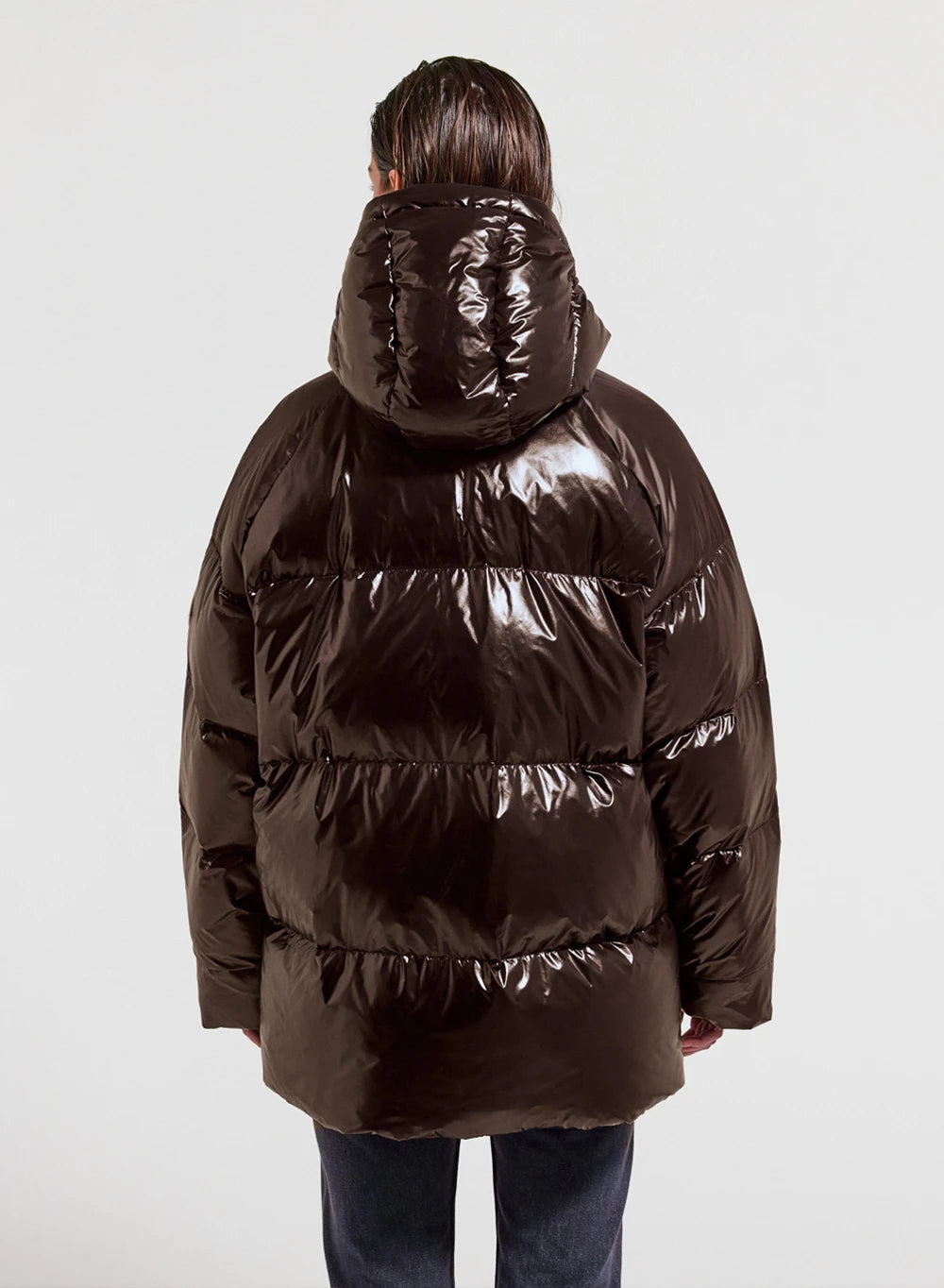 Damen-Daunenjacke mit Kapuze Pyrenex Sten dunkelbraun