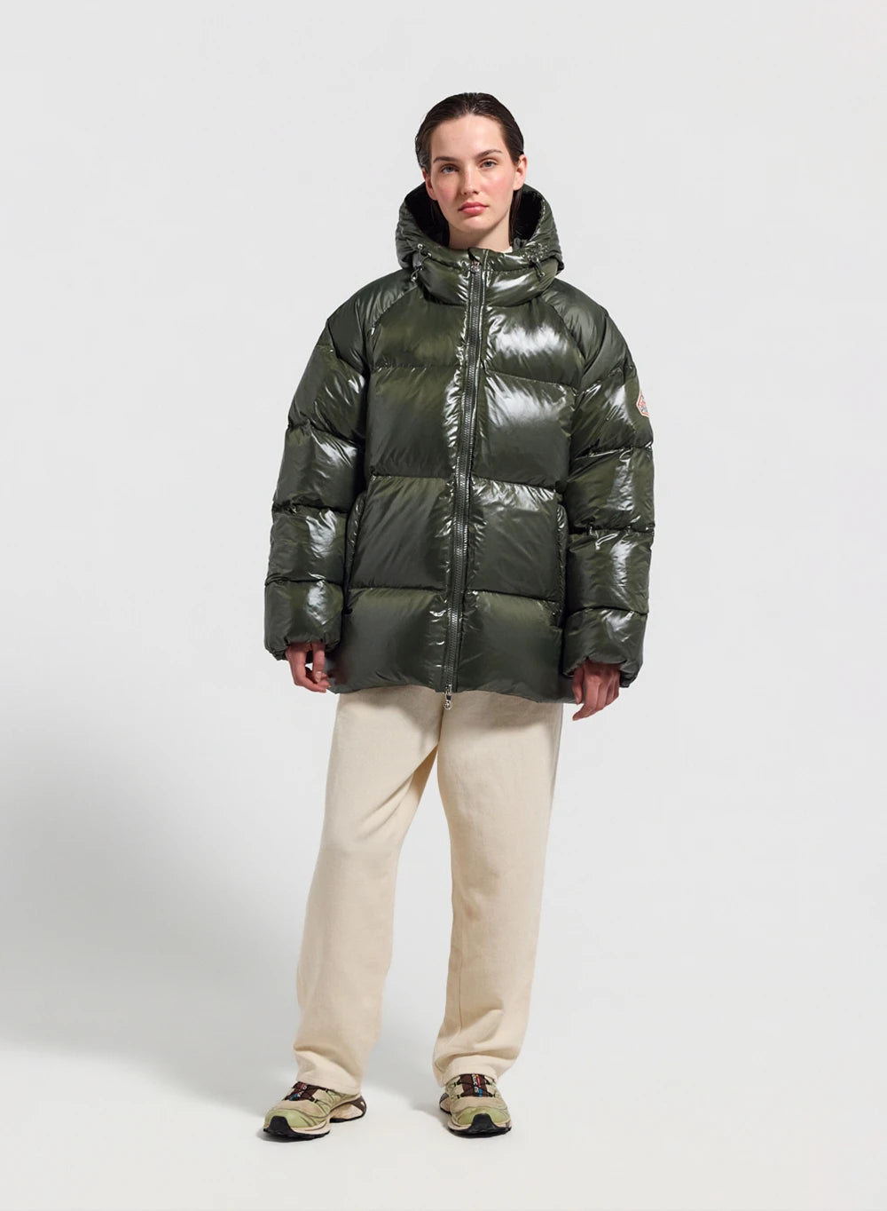 Daunenjacke Damen mit Kapuze Pyrenex Sten dunkelkhaki