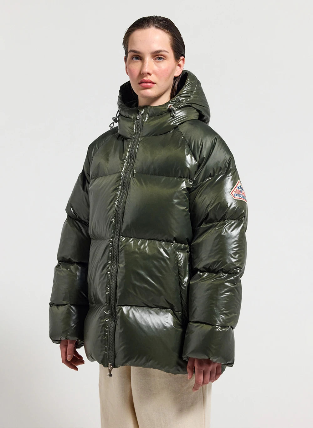 Pyrenex Sten unisex Kapuzen-Daunenjacke dunkelkhaki-2