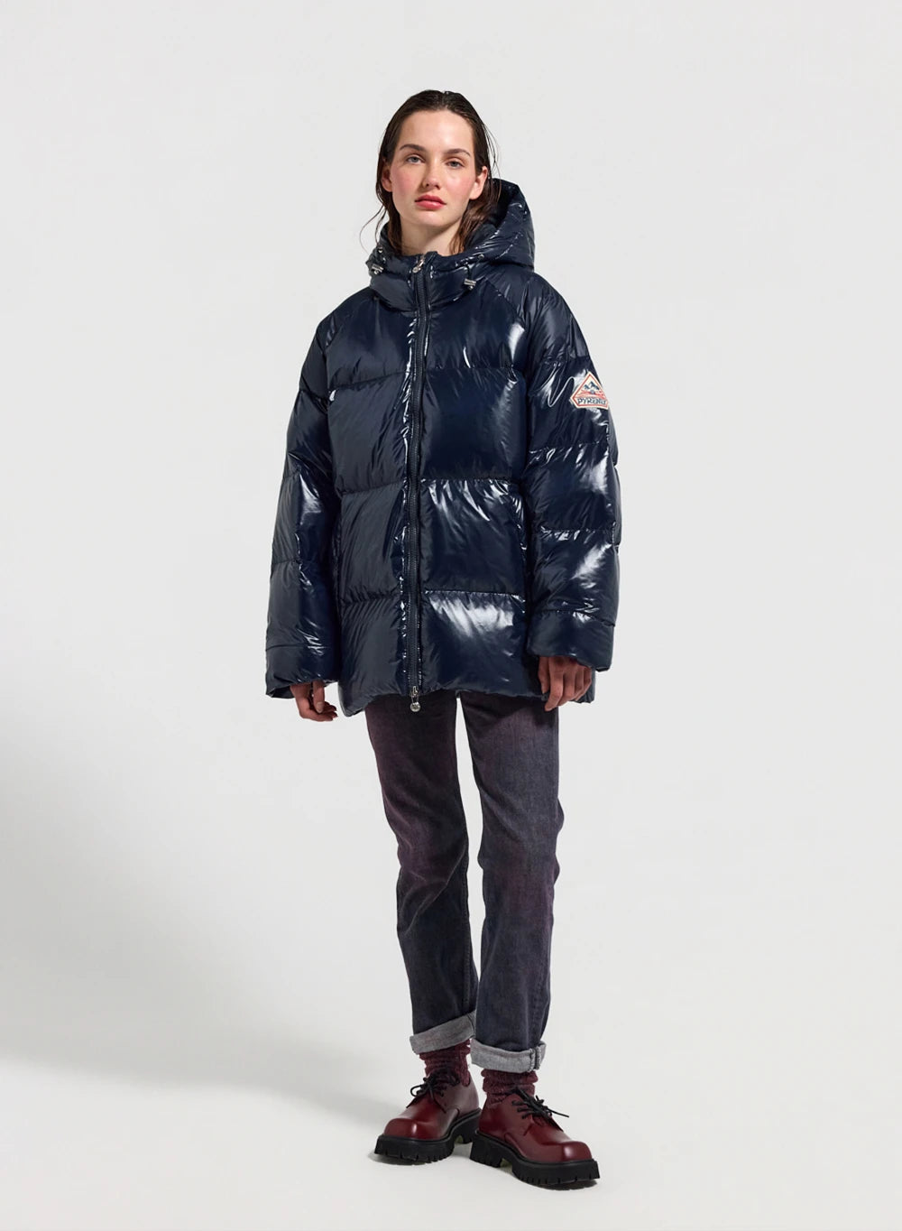 Daunenjacke Damen mit Kapuze Pyrenex Sten marineblau 