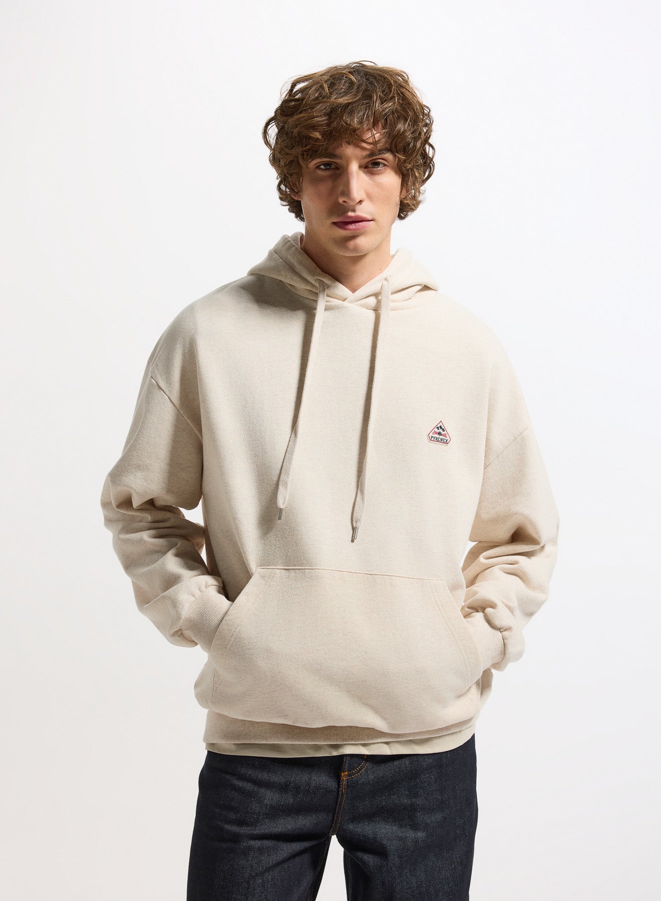 Sweat à capuche unisexe en coton bio Pyrenex Journey crème homme