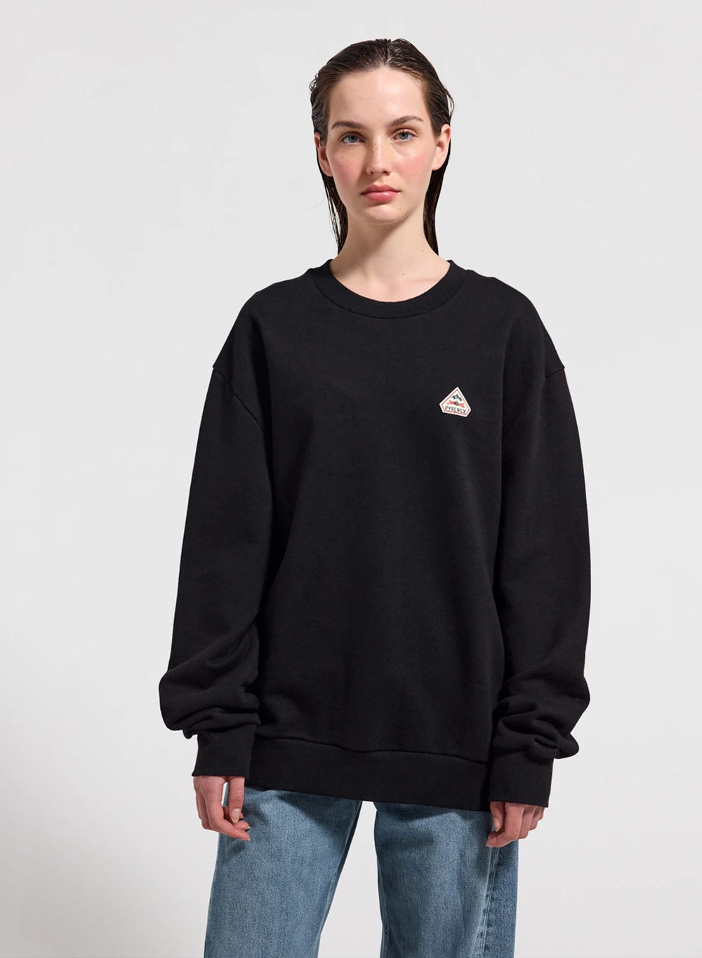 Rundhals-Sweatshirt Damen aus Bio-Baumwolle Pyrenex Phase Schwarz