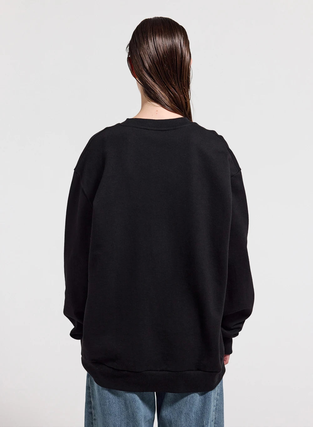 Rundhals-Sweatshirt Damen aus Bio-Baumwolle Pyrenex Phase Schwarz