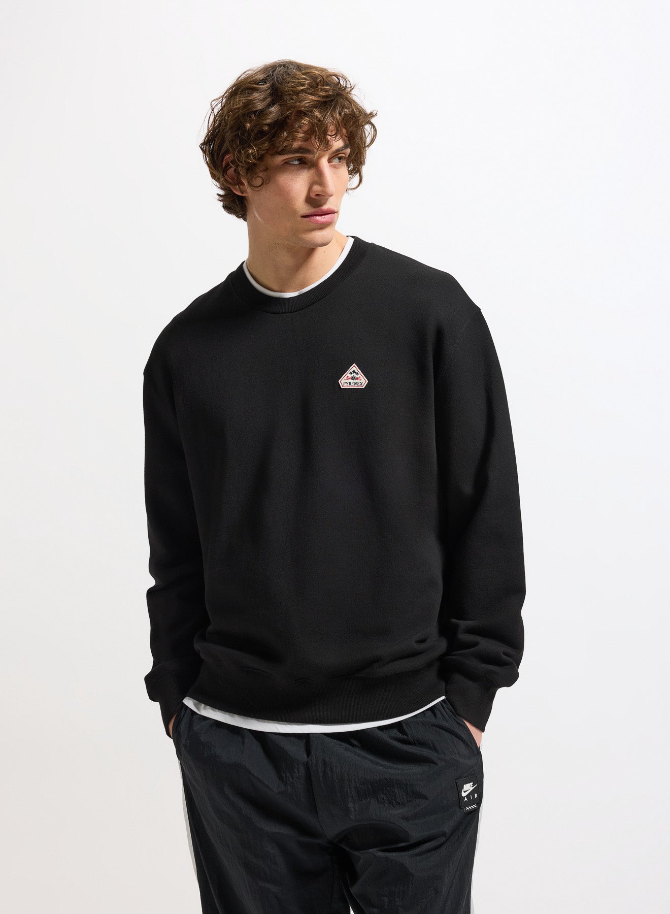 Sweat à col rond homme en coton bio Pyrenex Phase Black