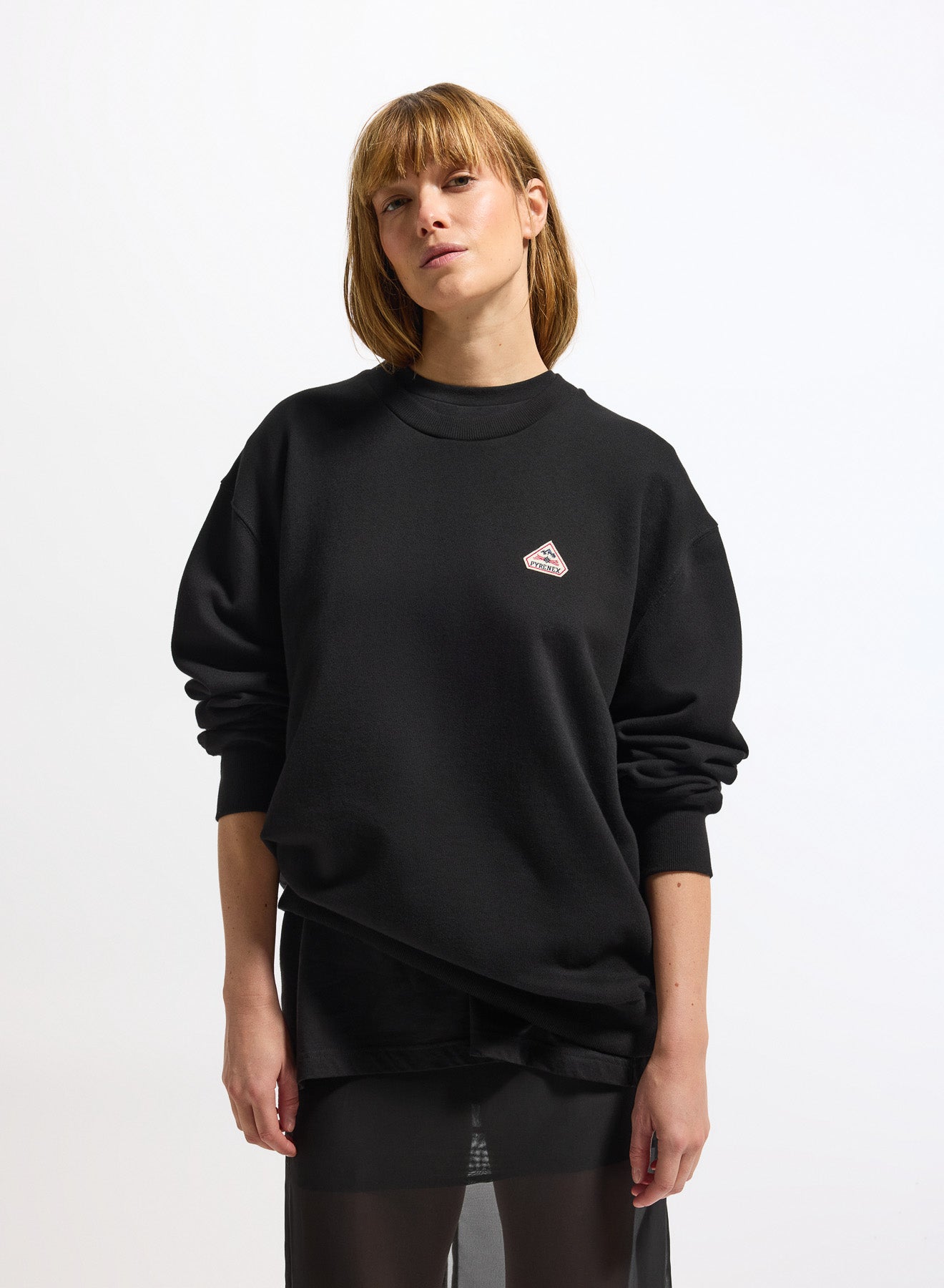 Sweat à col rond unisexe en coton bio Pyrenex Phase noir-7