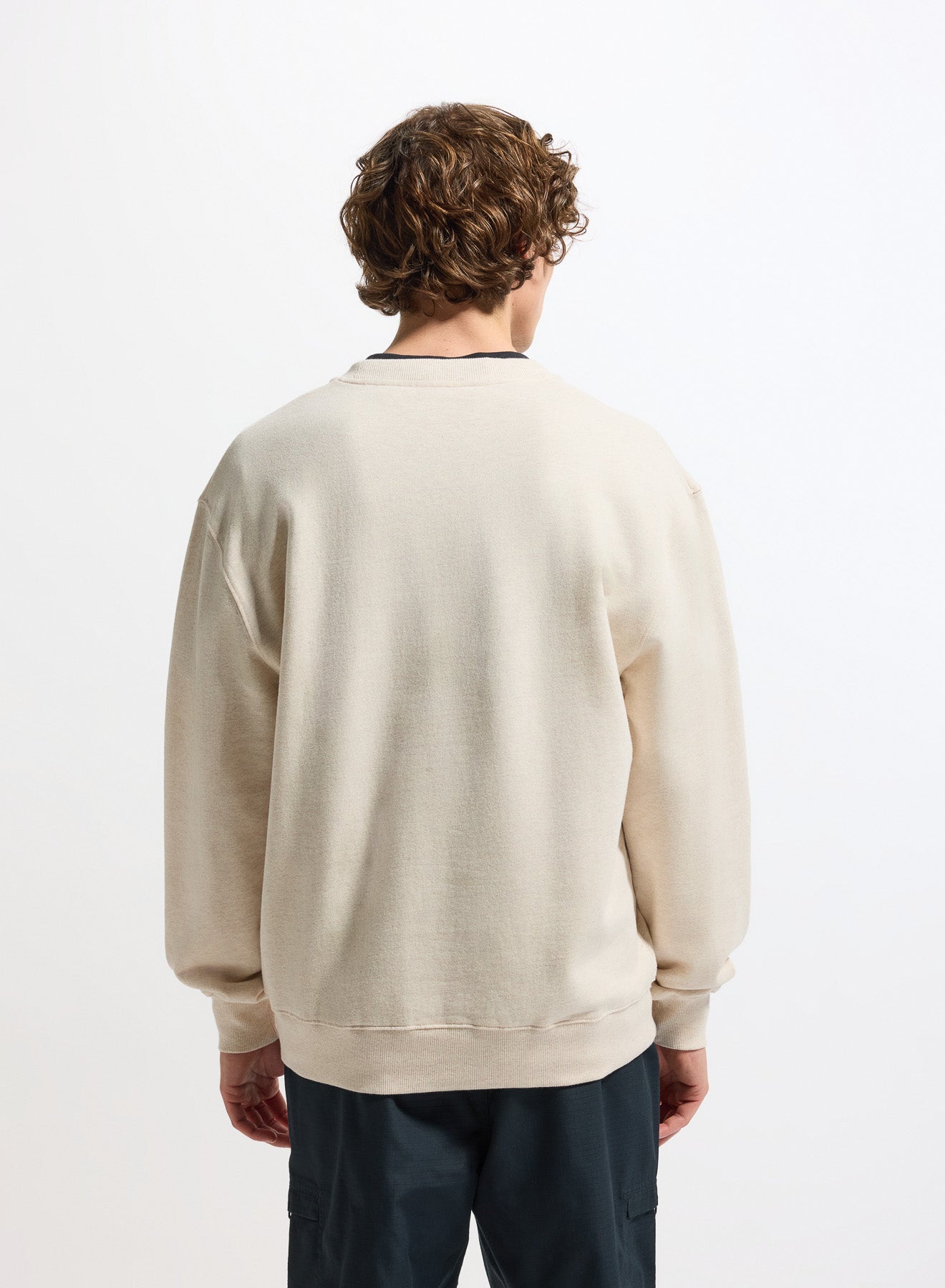 Sweat à col rond unisexe en coton bio Pyrenex Phase crème-5