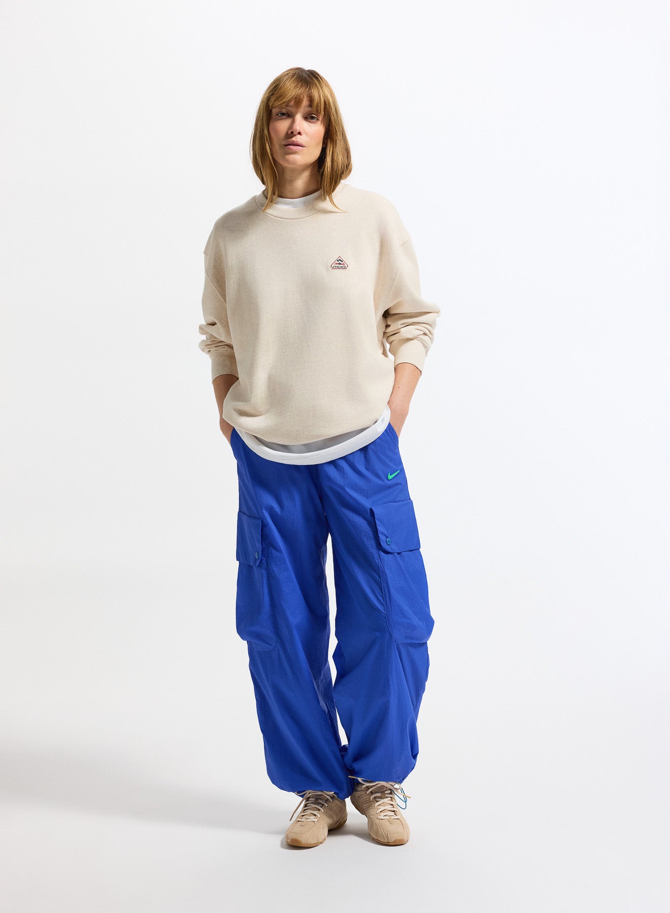 Sweat à col rond unisexe en coton bio Pyrenex Phase crème-4