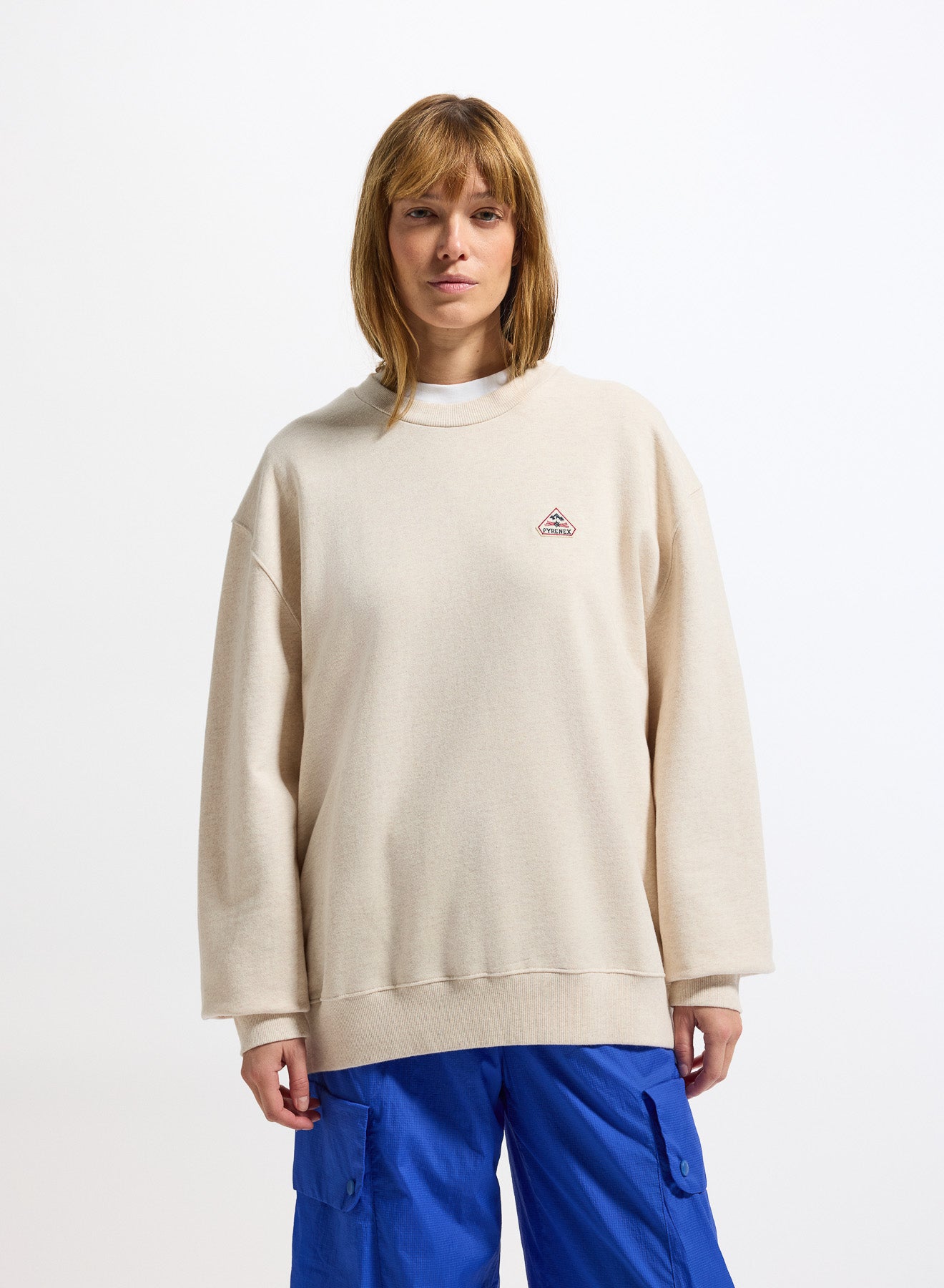 Sweat à col rond femme en coton bio Pyrenex Phase Oat meal heather