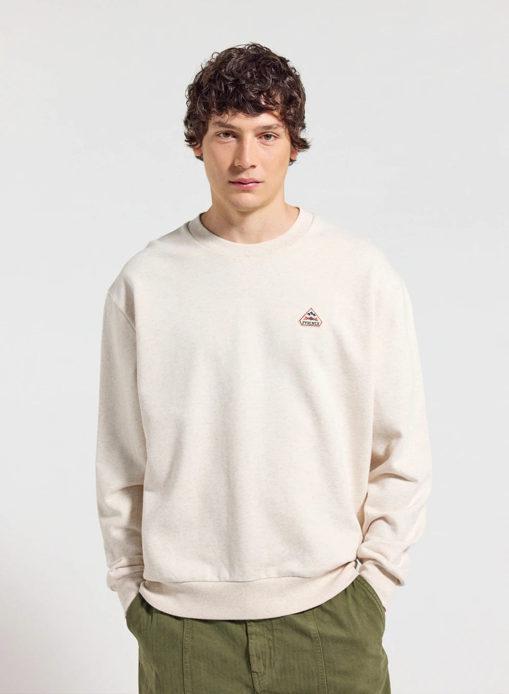 Pyrenex Phase unisex organic cotton crew-neck jumper in cream-1
