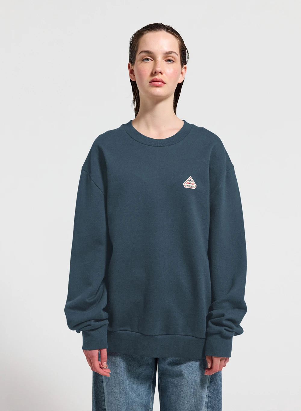 Sweat à col rond femme en coton bio Pyrenex Phase bleu azur