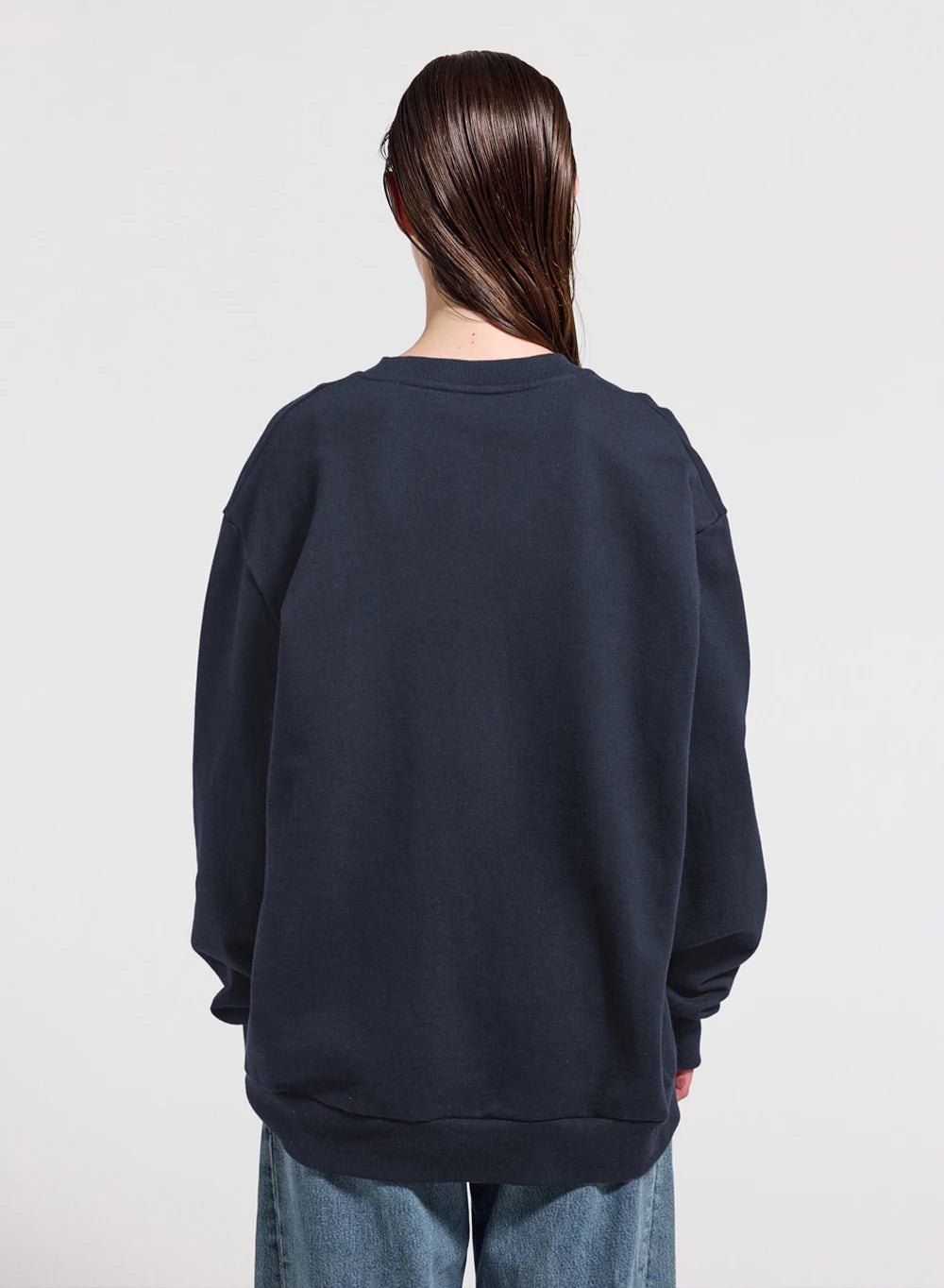 Damen-Rundhals-Sweatshirt aus Bio-Baumwolle Pyrenex Phase marineblau