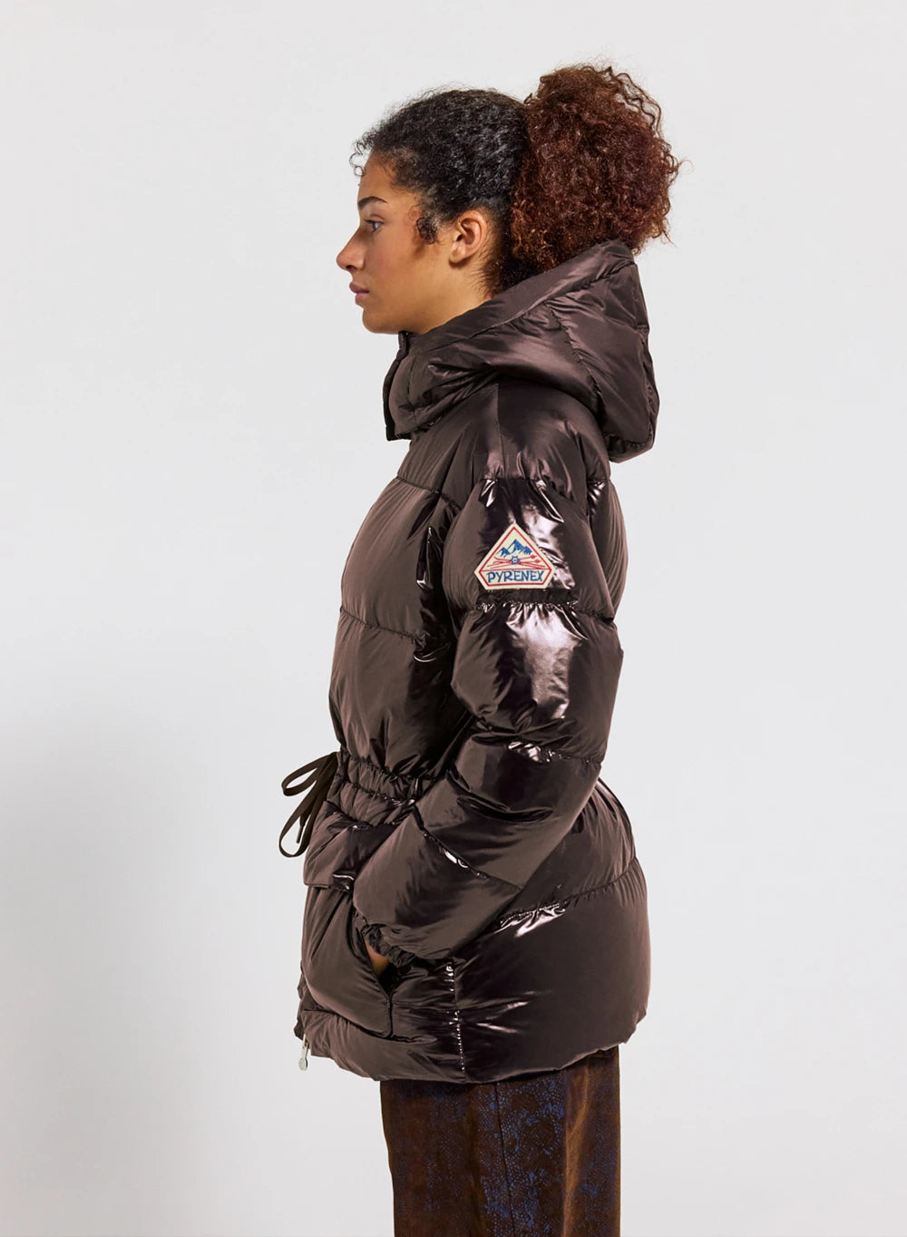 Doudoune brillante à capuche femme Pyrenex Alexa marron