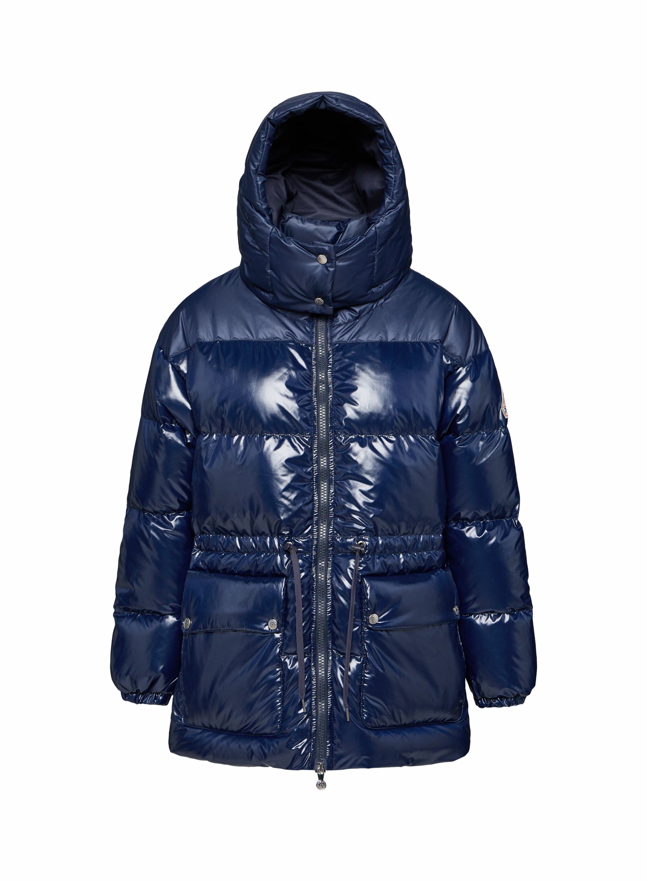 Doudoune brillante à capuche femme Pyrenex Alexa bleu marine