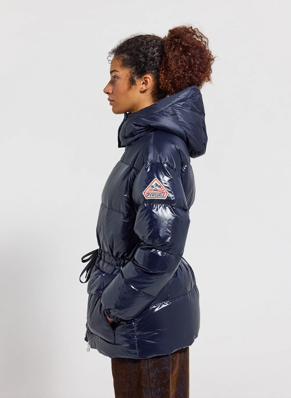 Doudoune brillante à capuche femme Pyrenex Alexa bleu marine
