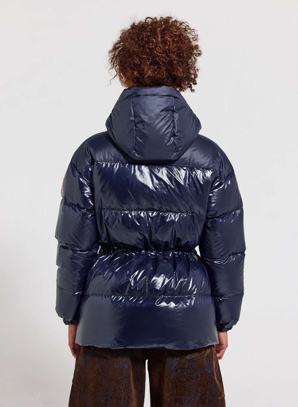 Doudoune brillante à capuche femme Pyrenex Alexa bleu marine
