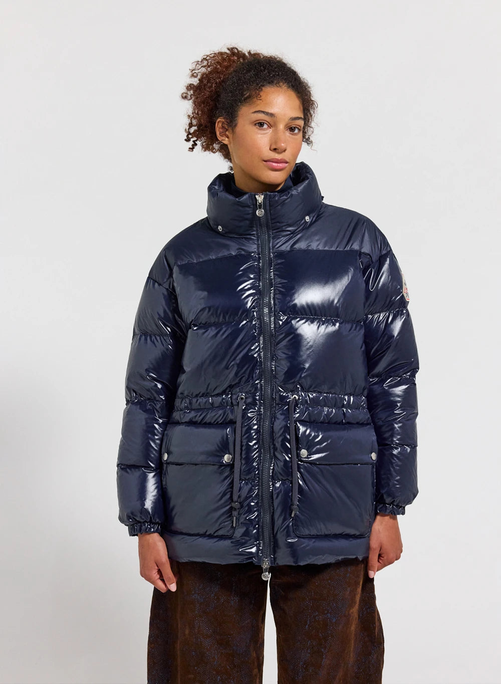 Doudoune brillante à capuche femme Pyrenex Alexa bleu marine