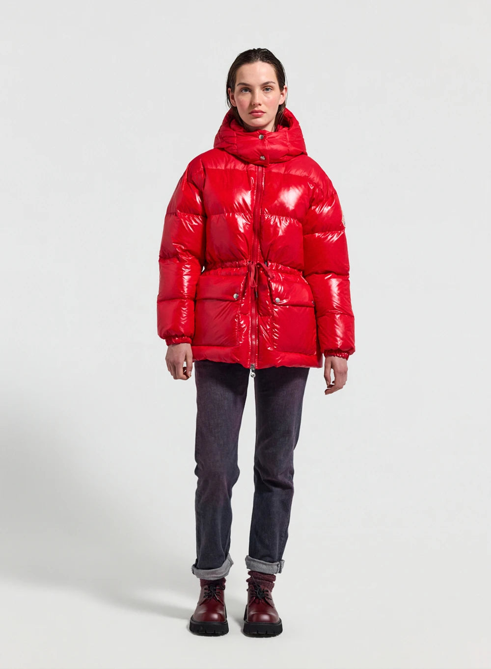 Doudoune brillante à capuche femme Pyrenex Alexa rouge