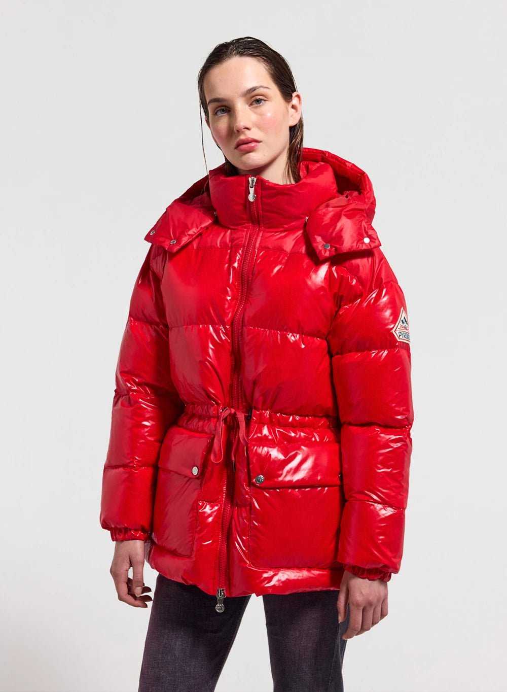 Doudoune brillante à capuche femme Pyrenex Alexa rouge