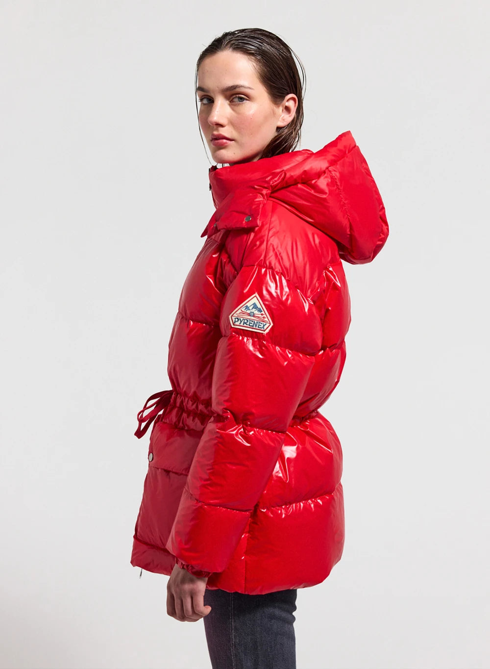 Doudoune brillante à capuche femme Pyrenex Alexa rouge-3