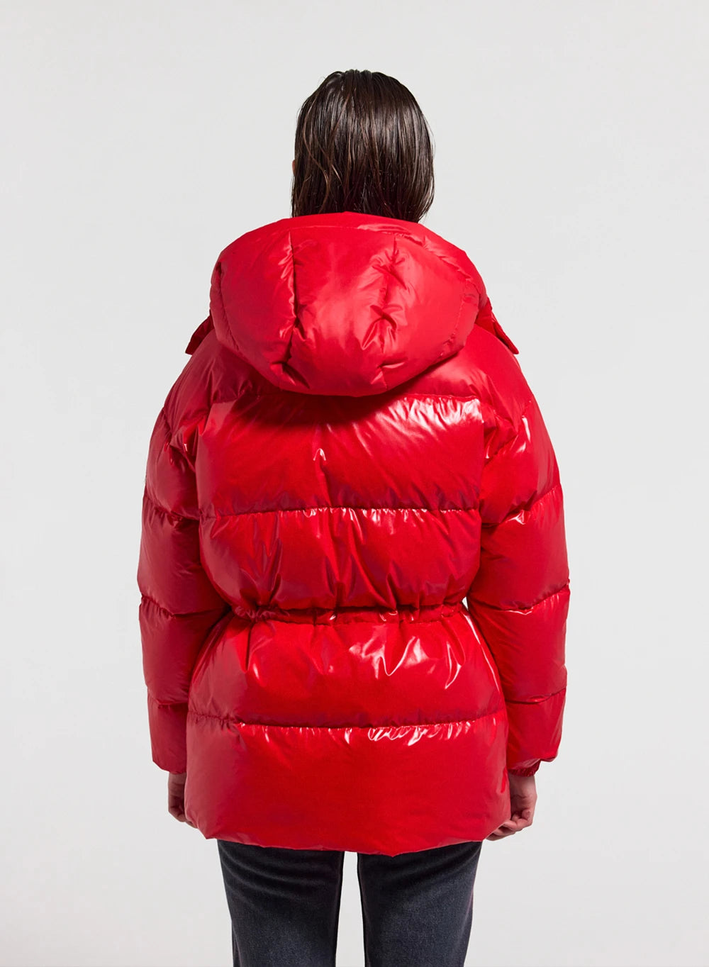 Doudoune brillante à capuche femme Pyrenex Alexa rouge-4
