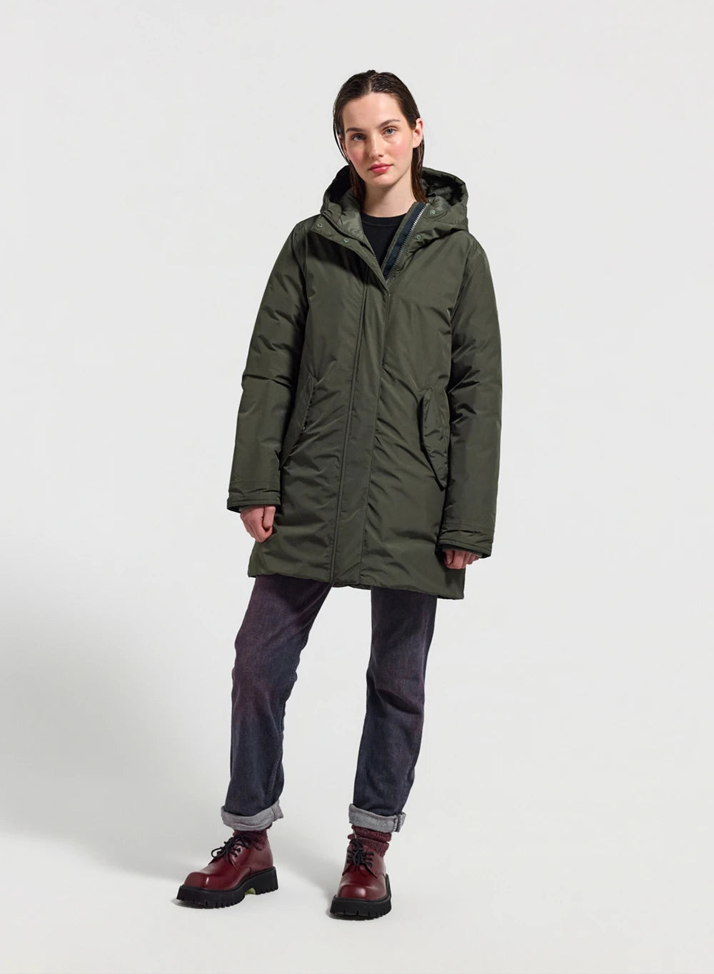 Parka imperméable femme Pyrenex Easy kaki en duvet naturel