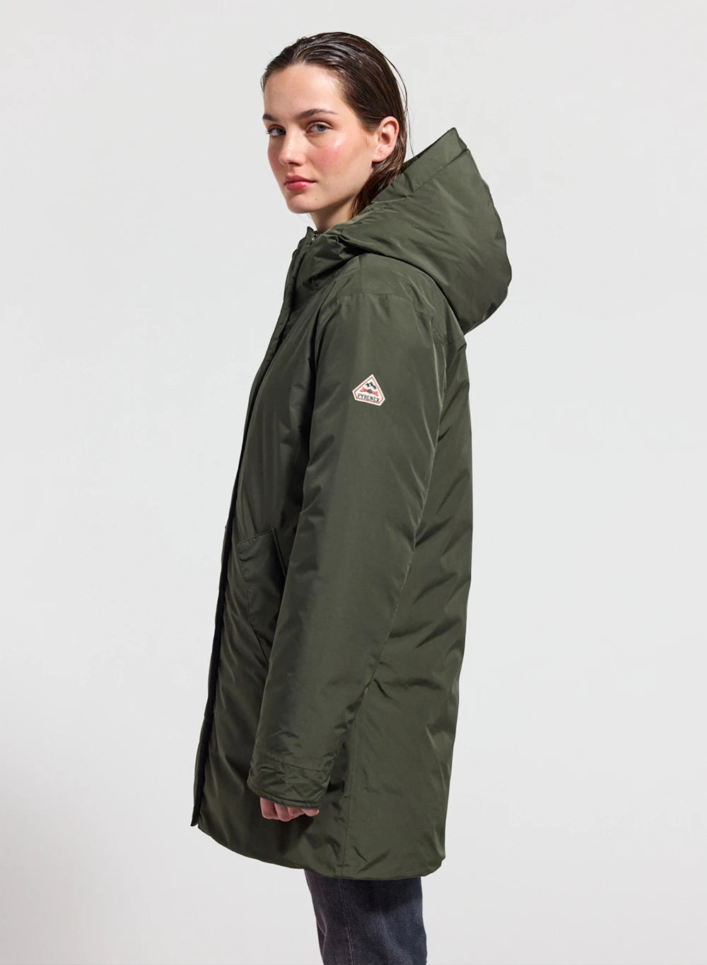 Parka imperméable femme Pyrenex Easy kaki en duvet naturel