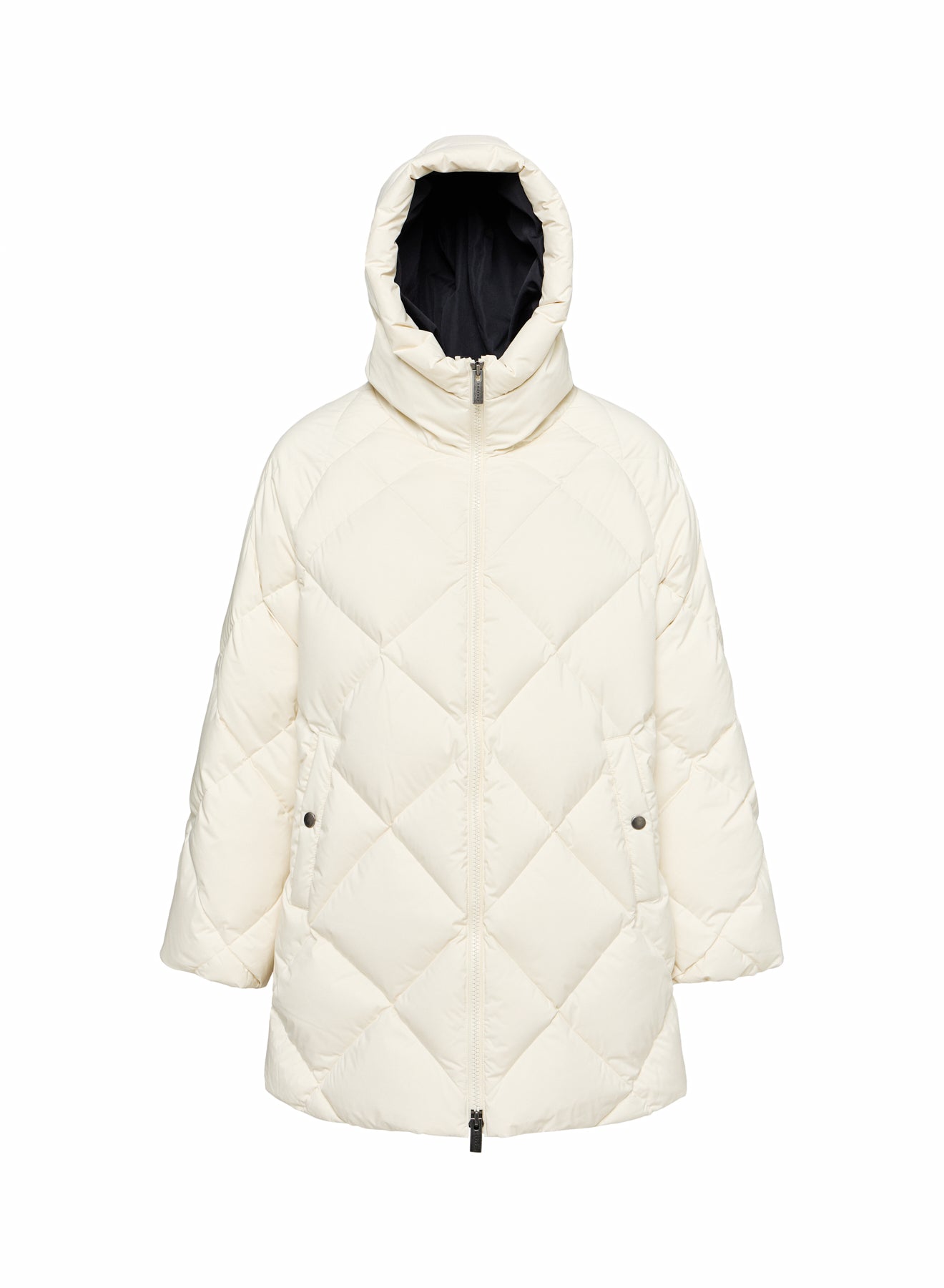 Pyrenex Adele Women's Long Hooded Puffer Jacket, White Parka-6