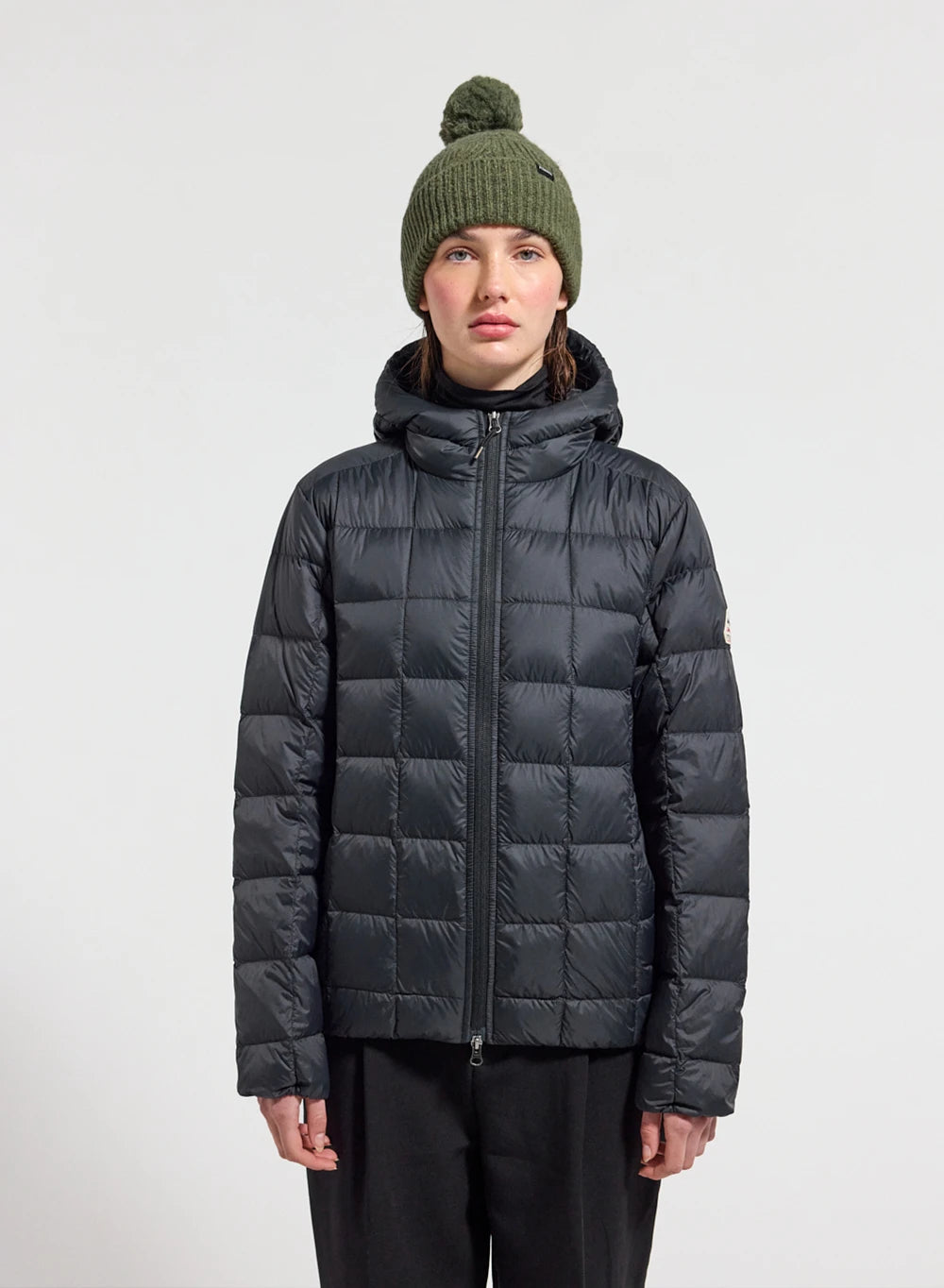 Pyrenex Sunray women's ultra-lightweight hooded down jacket in black-1
