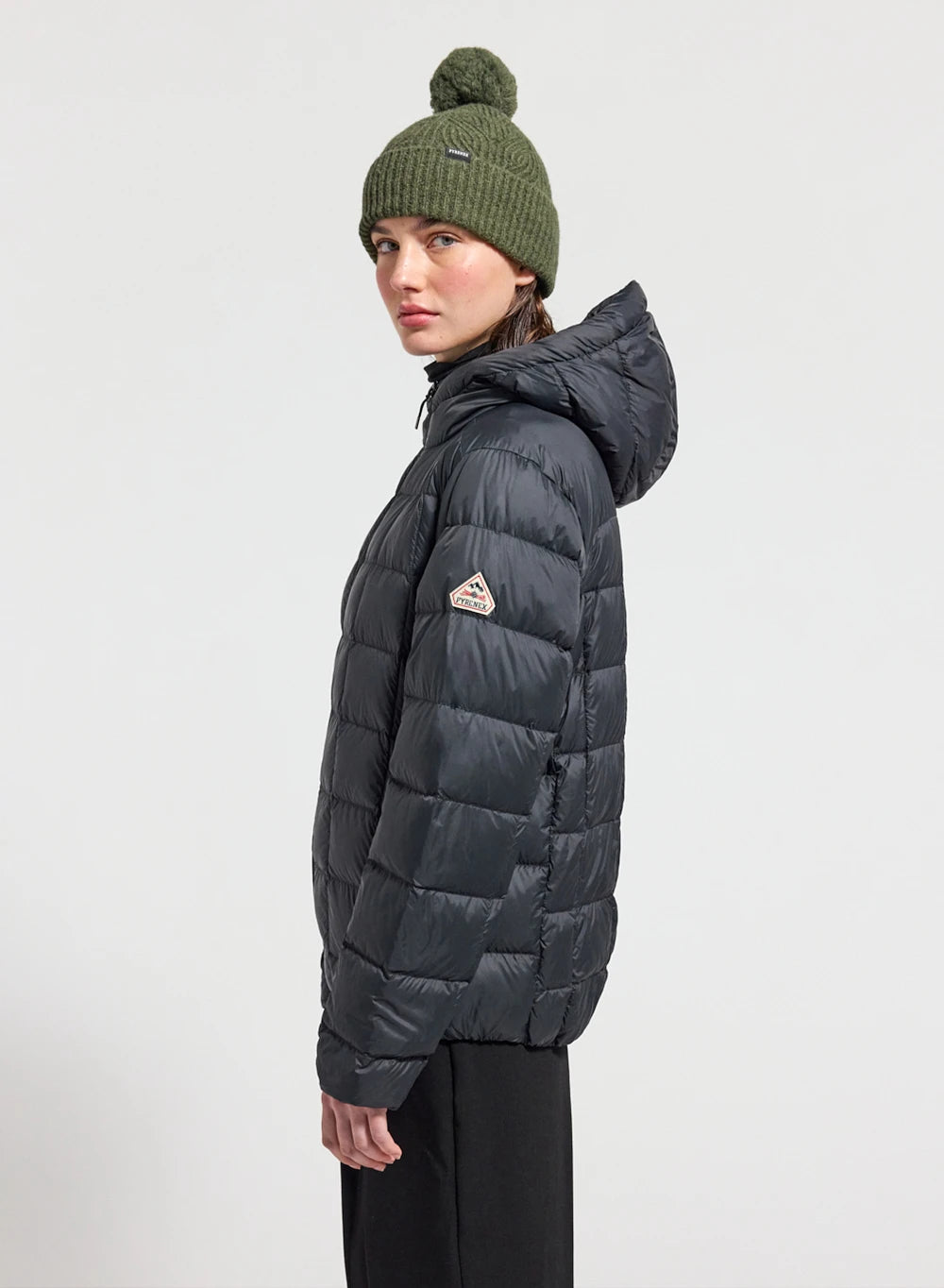 Pyrenex Sunray women's ultra-lightweight hooded down jacket in black-3