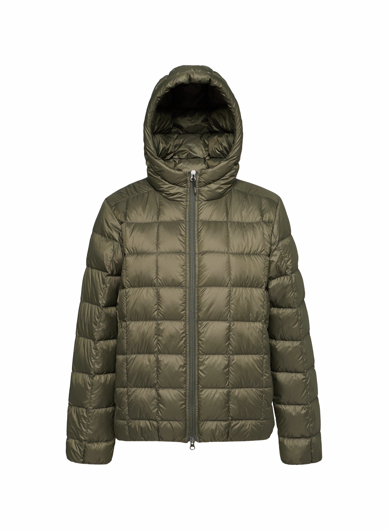 Pyrenex Sunray women's ultra-lightweight hooded down jacket in dark khaki-6