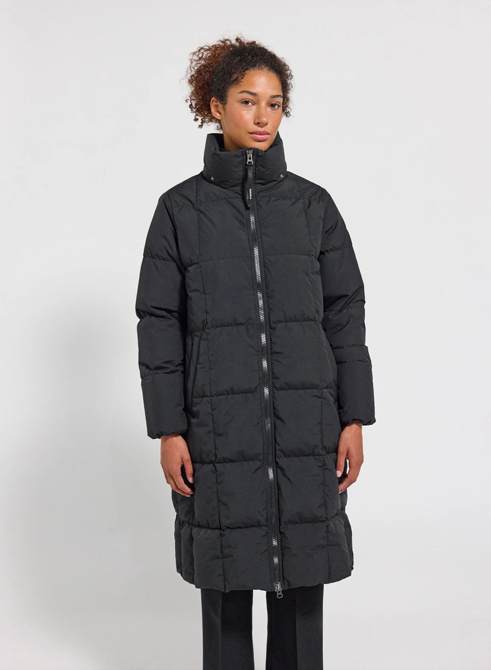 Mystery Black Women's Long Winter Puffer Jacket with Hood-1
