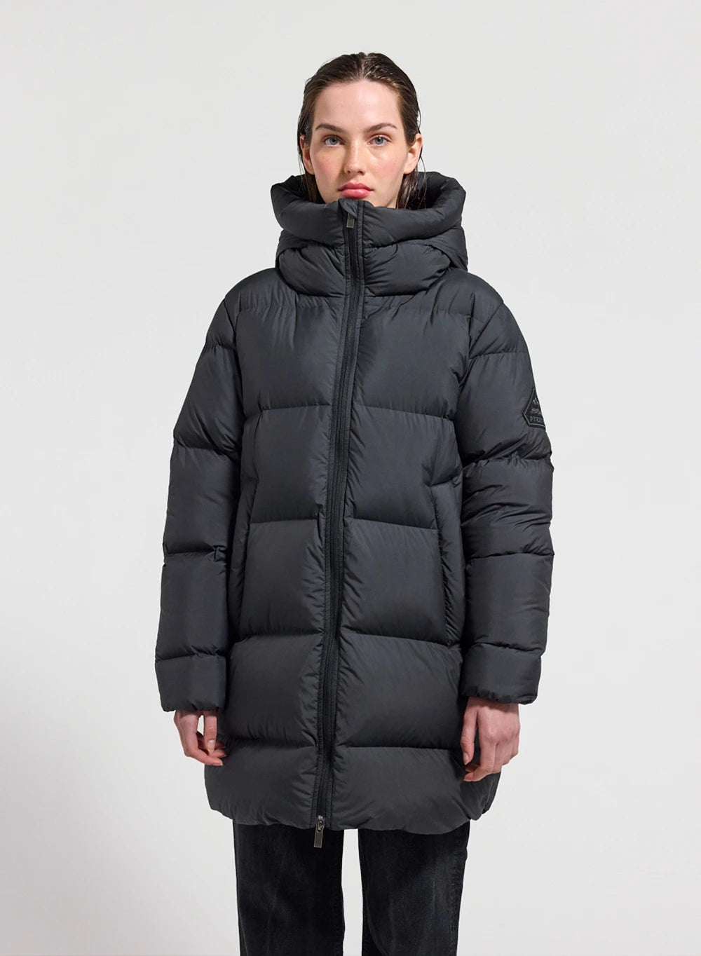 Halblange Damen-Daunenjacke Pyrenex Colibri made in Saint Sever schwarz-1