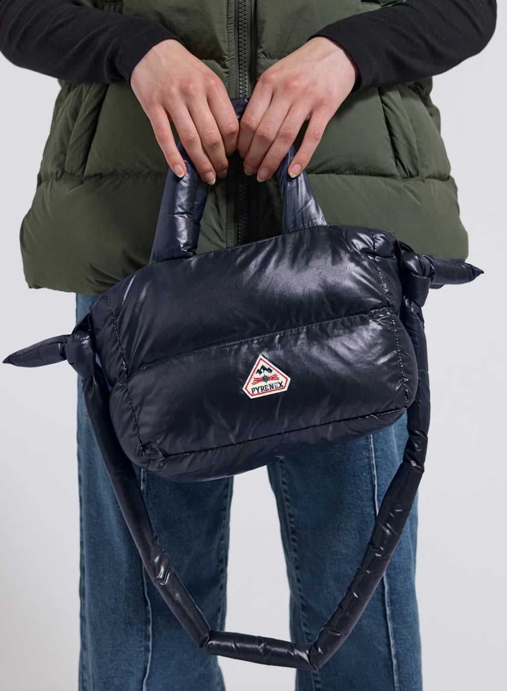 Sac à main matelassé en duvet Argi bleu marine