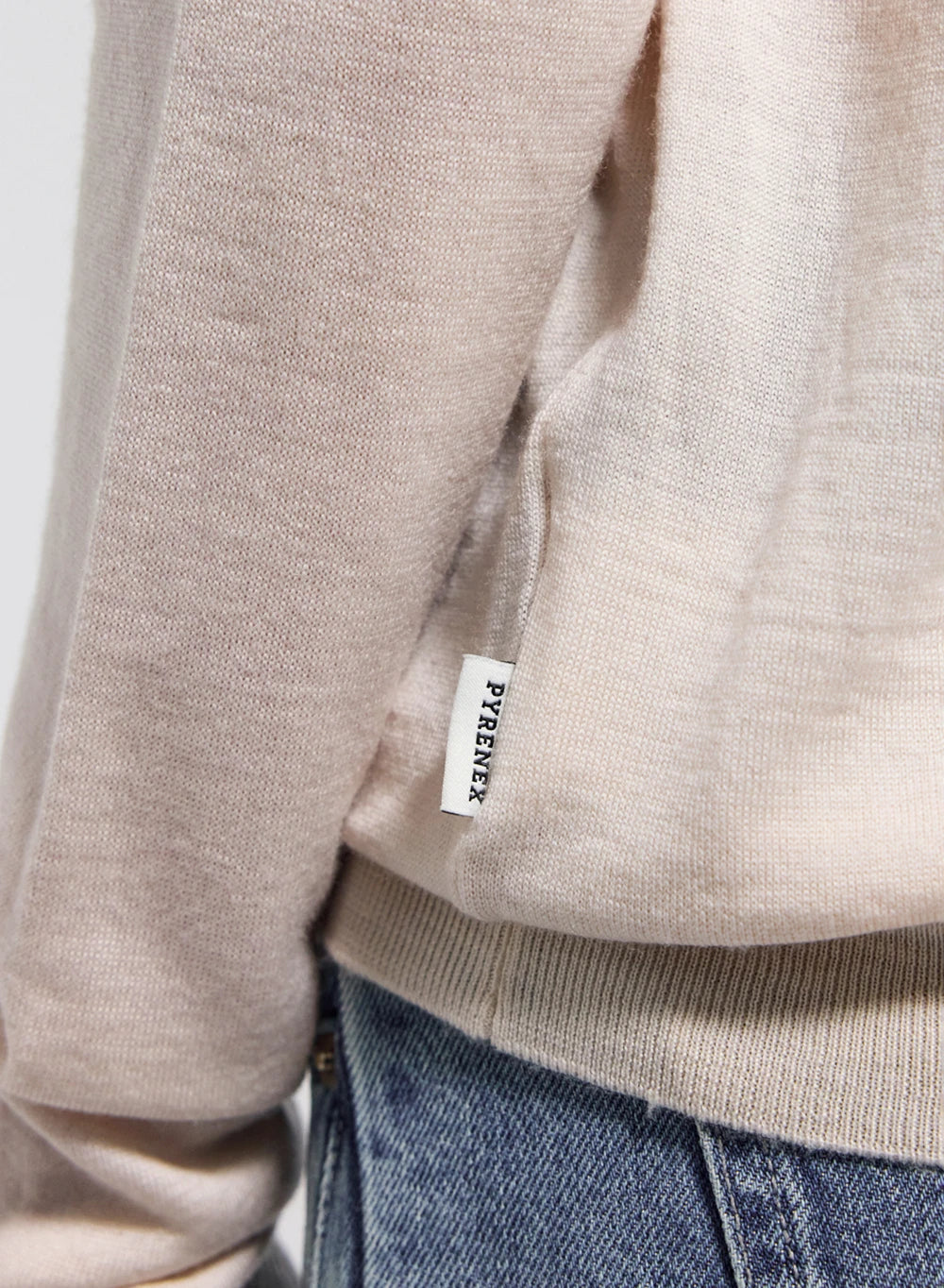 Pull fin col rond en laine mérinos femme Mysig crème-4