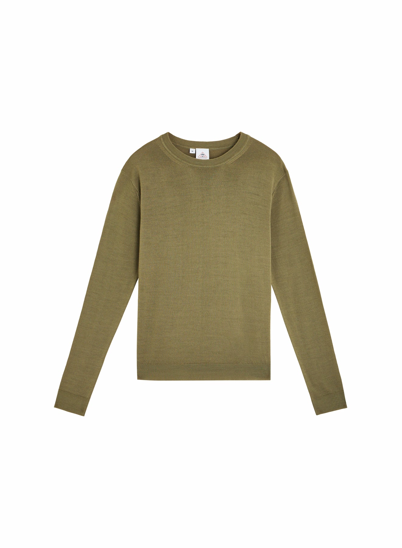 Mysig women's fine round neck merino wool sweater, khaki-4