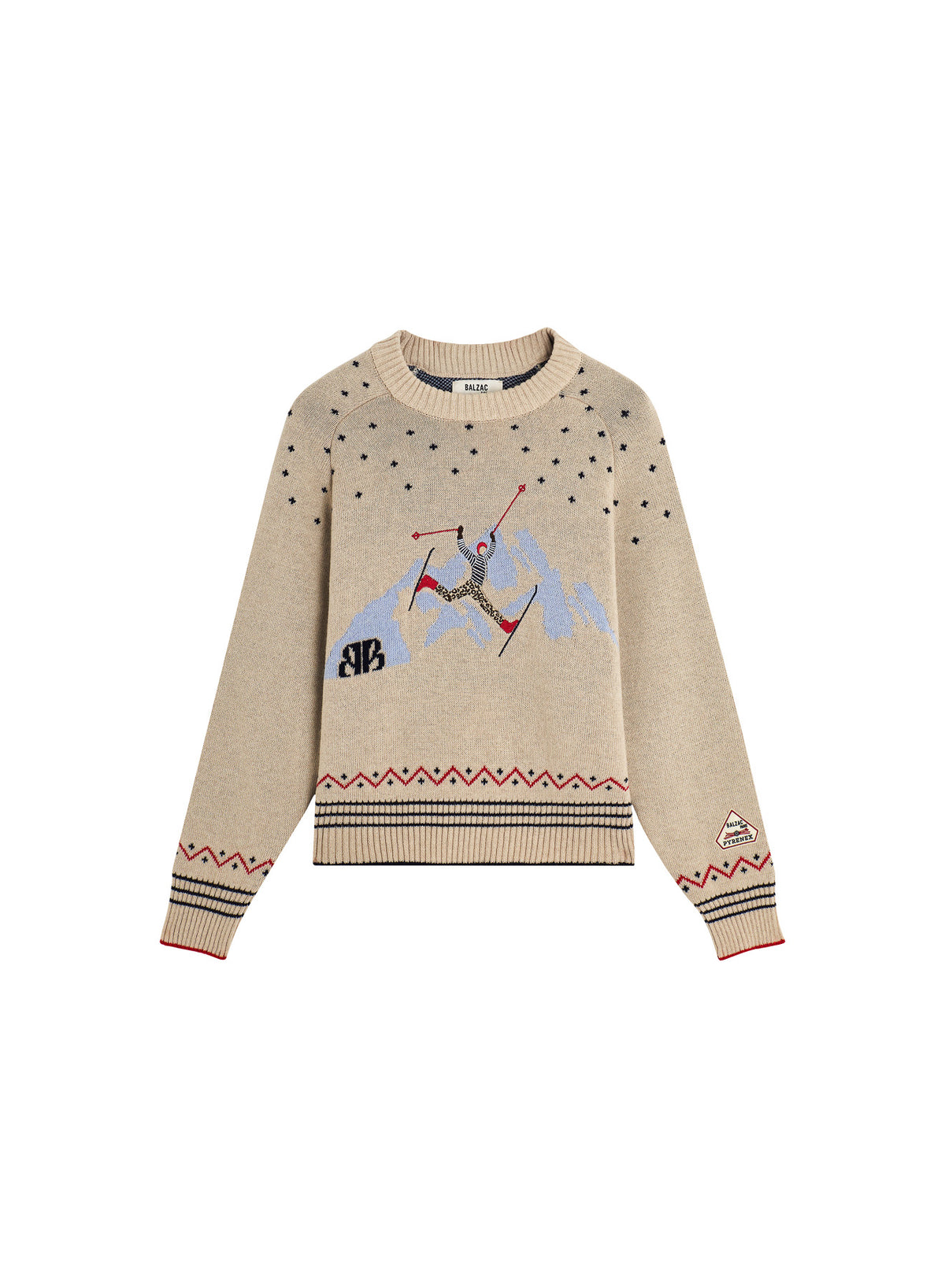 Pull en laine mérinos Pyrenex x Balzac Lucette beige clair-5