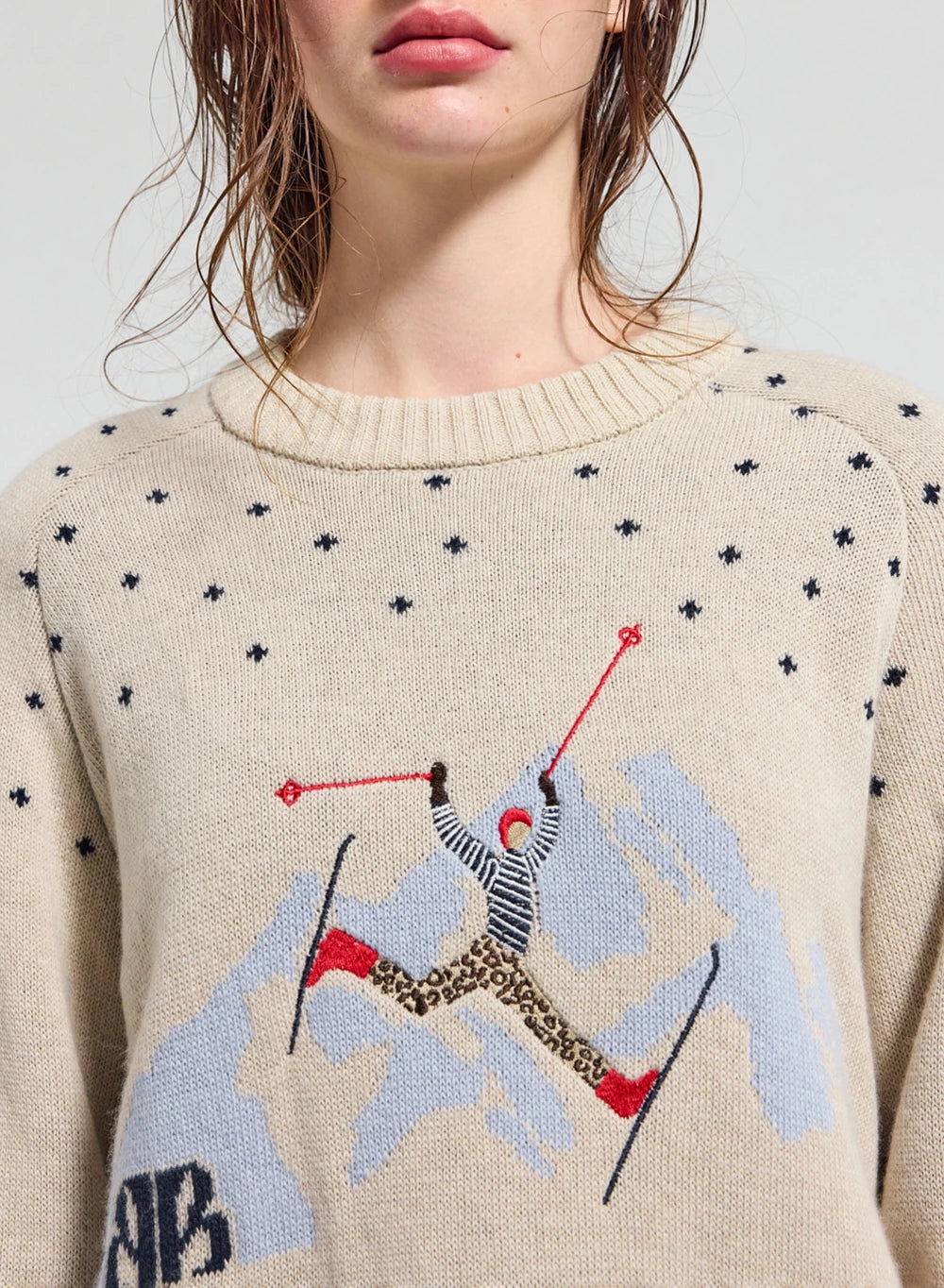 Pull en laine mérinos Pyrenex x Balzac Lucette beige clair