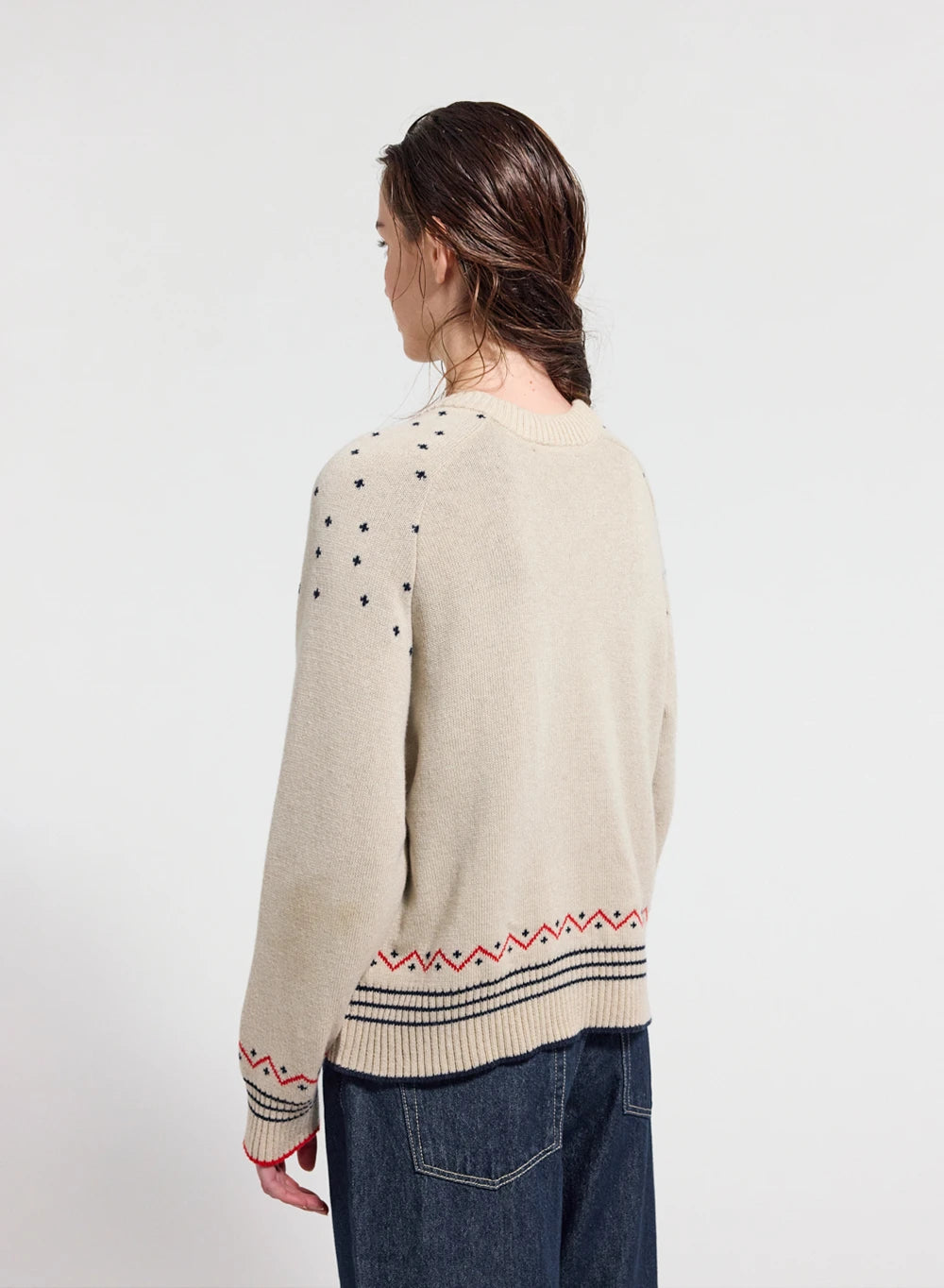Pull en laine mérinos Pyrenex x Balzac Lucette beige clair