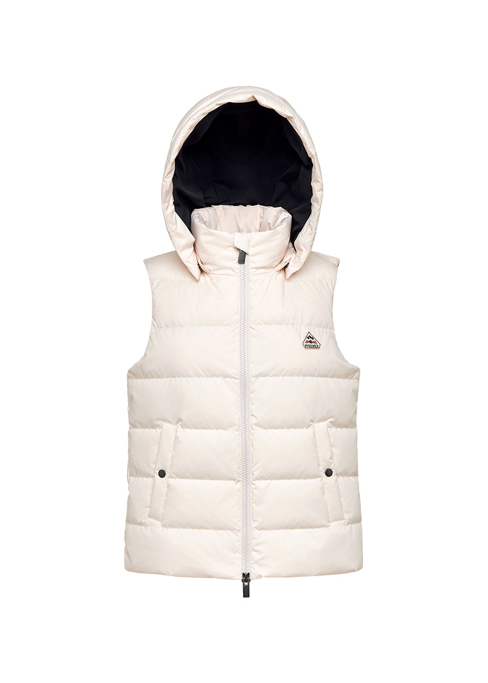 Pyrenex Spoutnic women's sleeveless down jacket with removable hood chalk-5