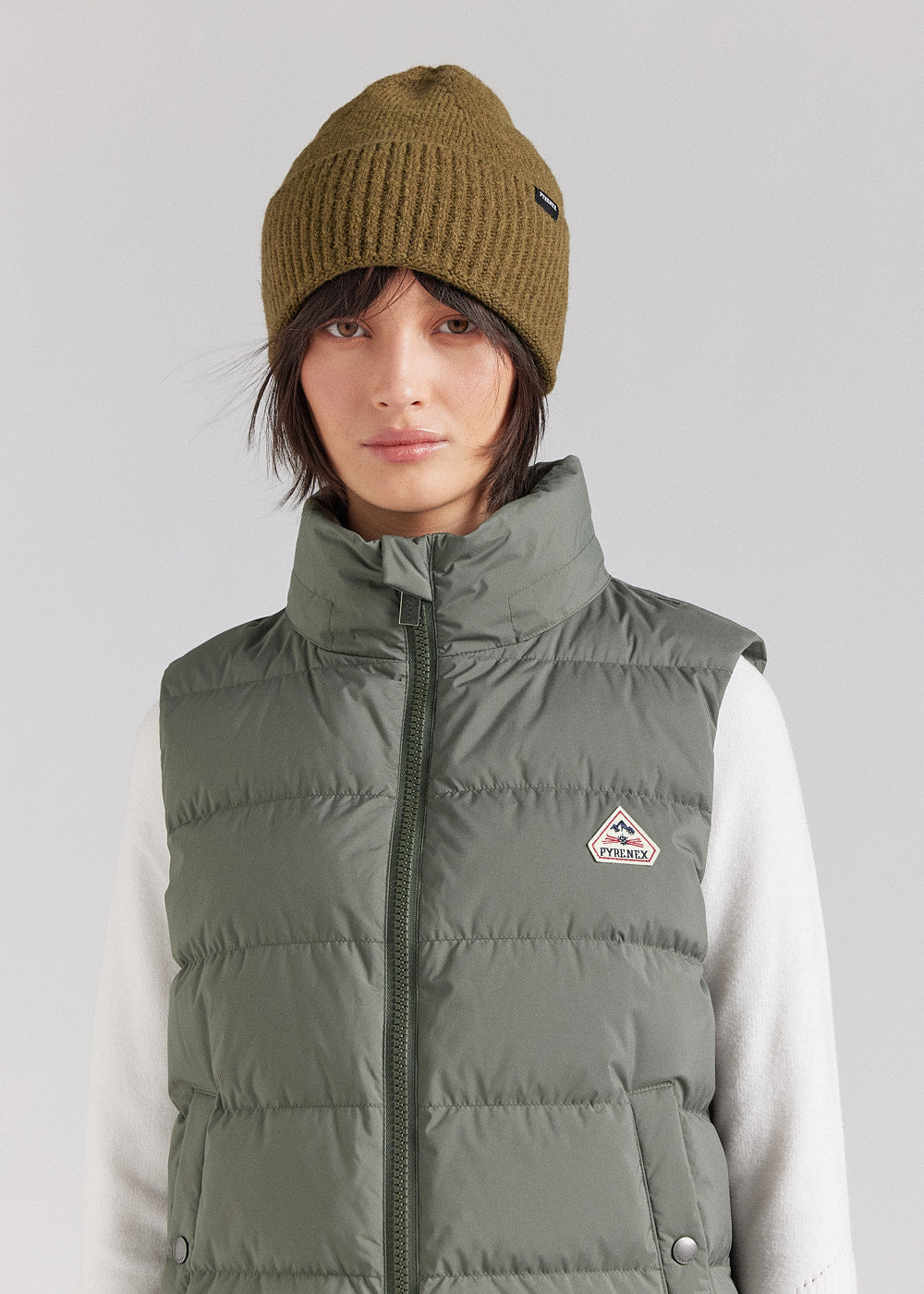 Pyrenex Spoutnic ärmellose Daunenjacke für Damen mit abnehmbarer Kapuze, tiefes Khaki-3