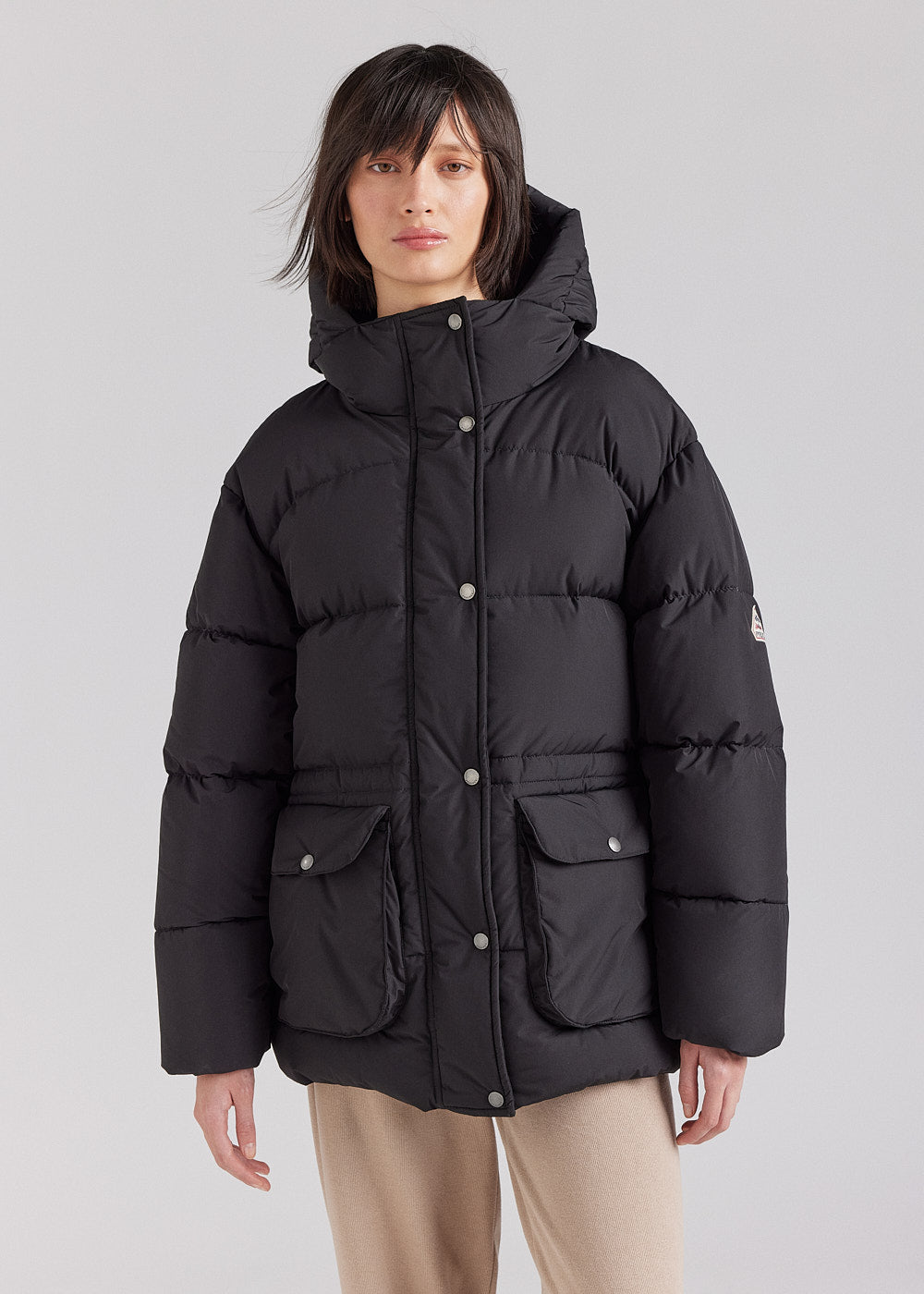 Warme Daunenjacke mit Kapuze für Damen Pyrenex Adeline schwarz-1