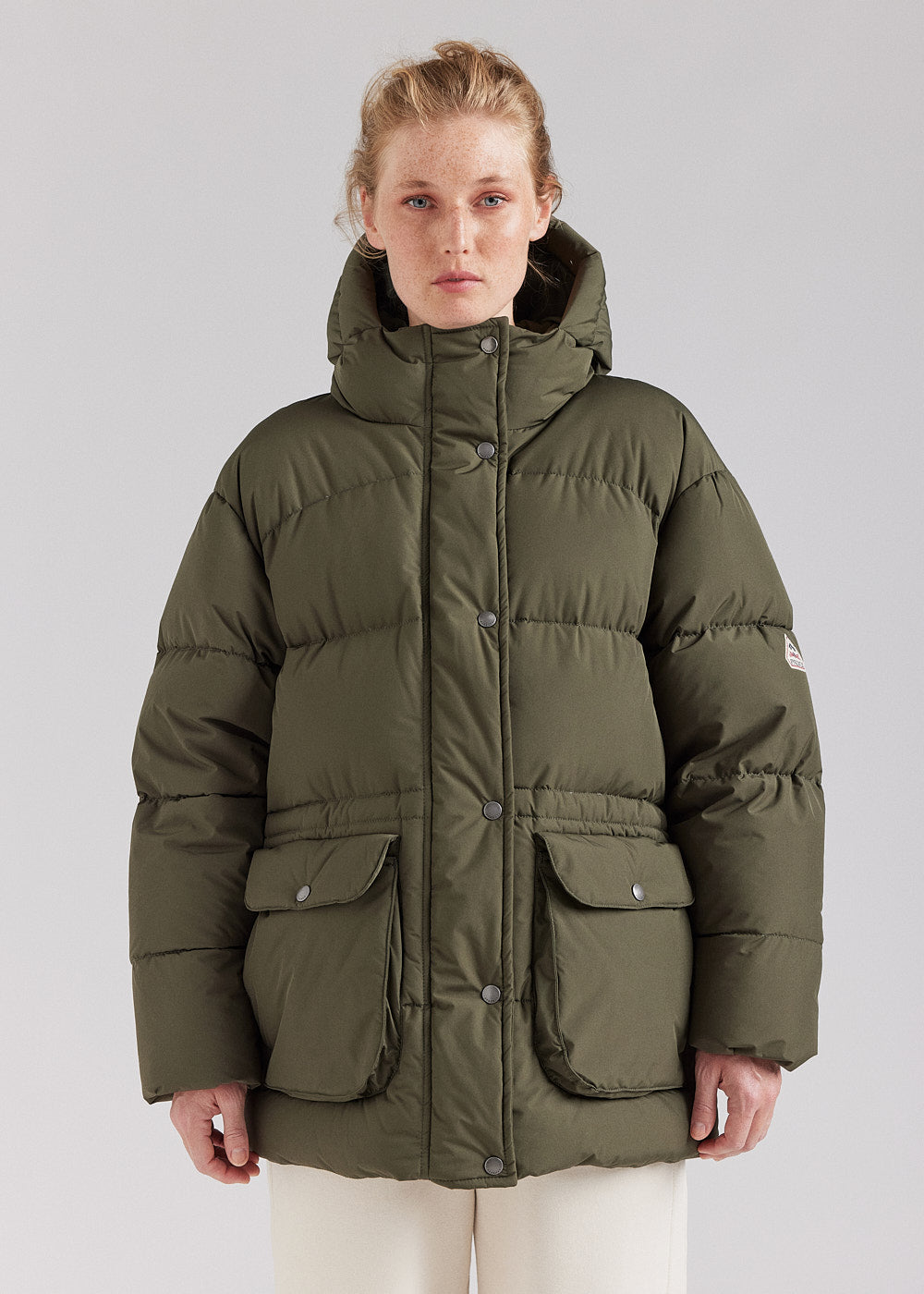 Warme Daunenjacke mit Kapuze für Damen Pyrenex Adeline Deep Khaki-1