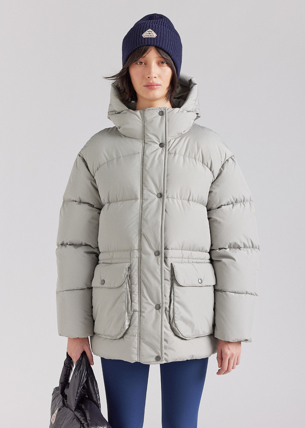 Warme Daunenjacke mit Kapuze für Damen Pyrenex Adeline Willow Grey-1