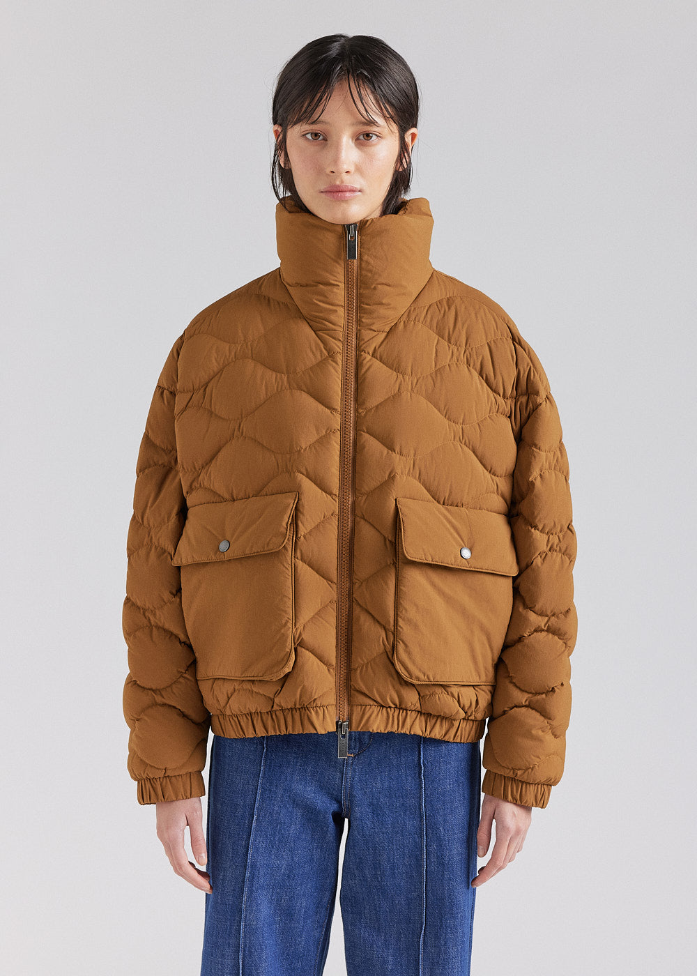 Kurze Bomber-Daunenjacke Pyrenex Enola bronzebraun-1